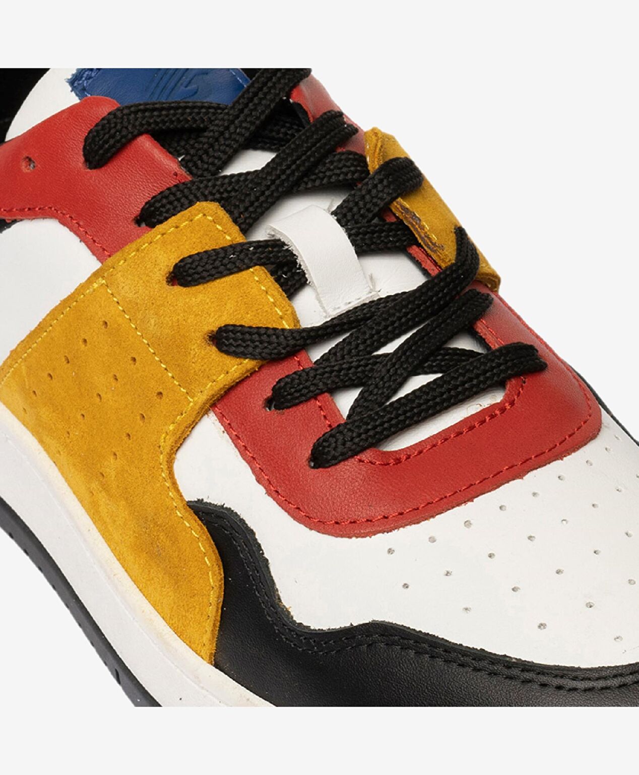 Erkek Beyaz Sarı Siyah Mavi Hakiki Deri Sneaker Ayakkabı - 4