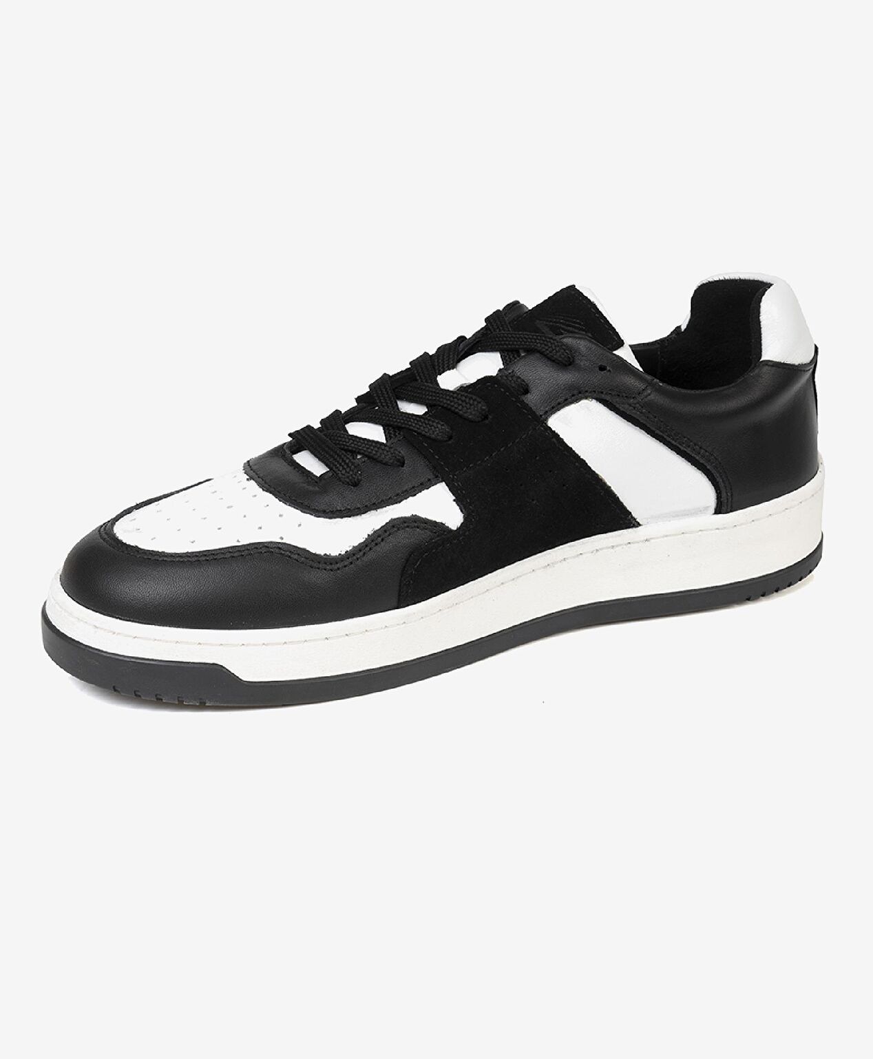 Erkek Siyah Beyaz Hakiki Deri Sneaker Ayakkabı - 2