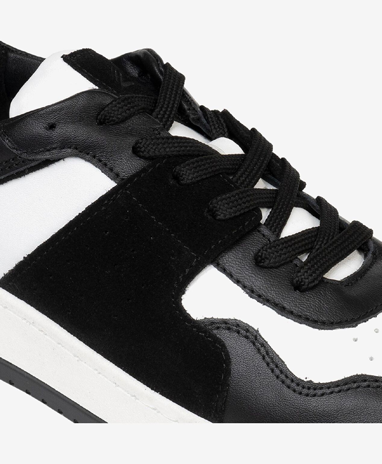 Erkek Siyah Beyaz Hakiki Deri Sneaker Ayakkabı - 4