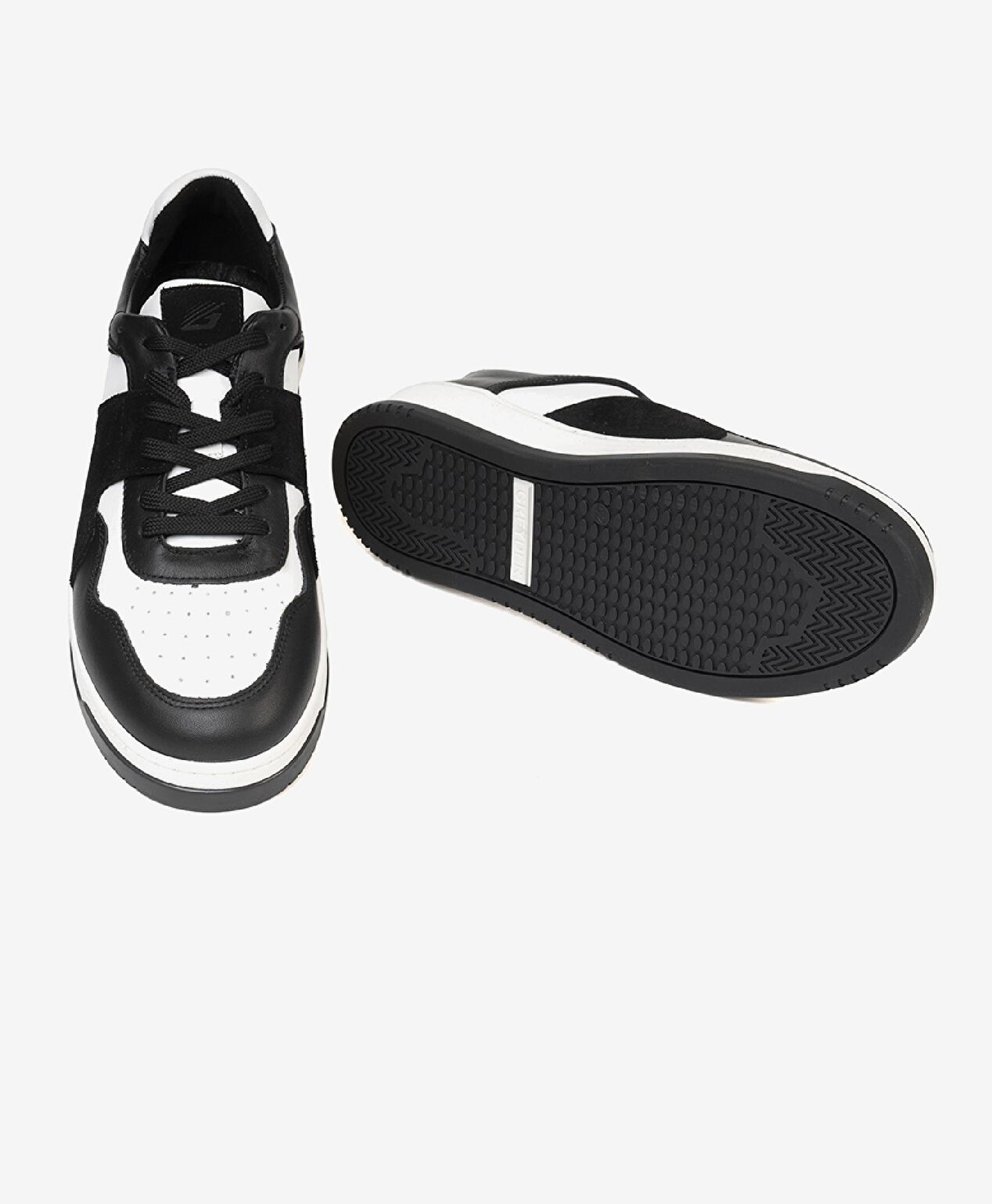 Erkek Siyah Beyaz Hakiki Deri Sneaker Ayakkabı - 5