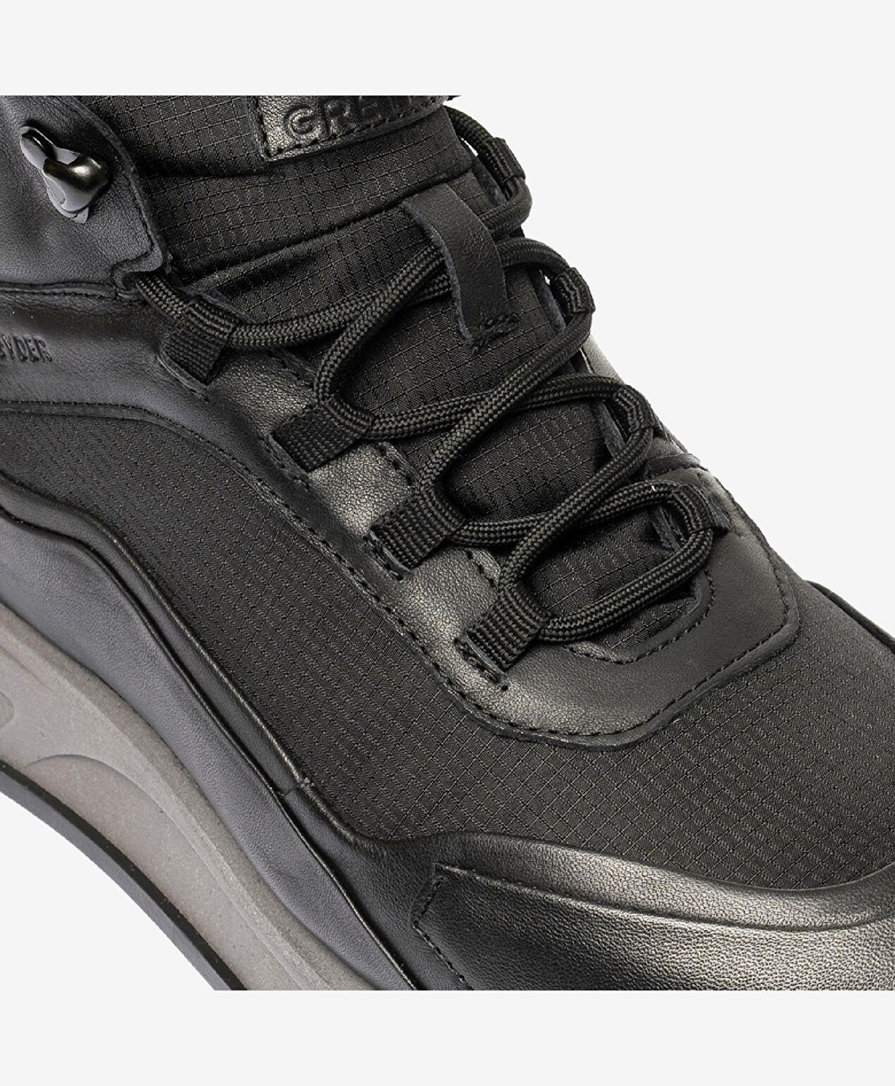 Erkek Siyah Hakiki Deri Memory Foam Taban Sneaker Bot - 5