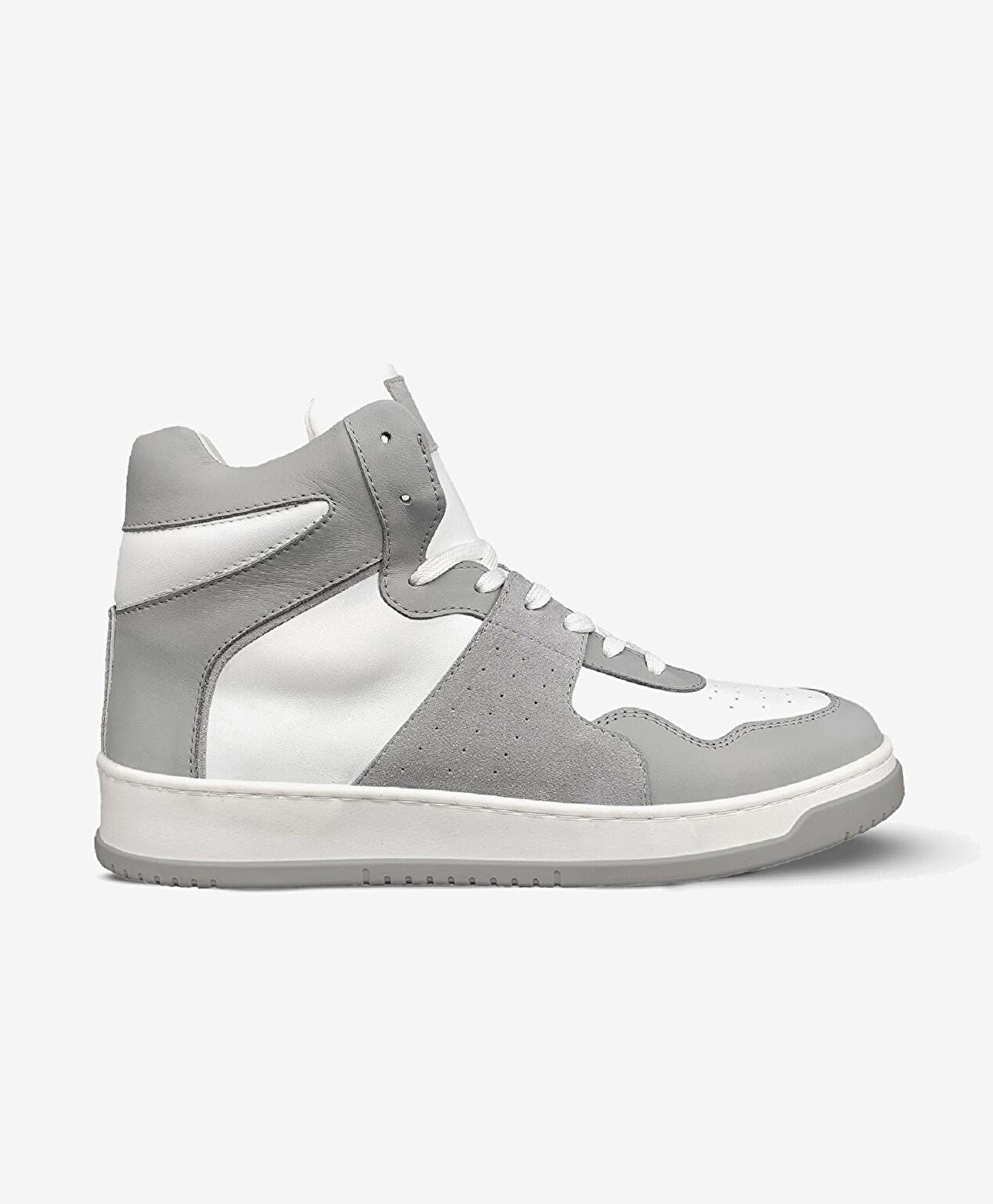 Erkek Gri Beyaz Hakiki Deri Termo Taban Sneaker Bot - 1