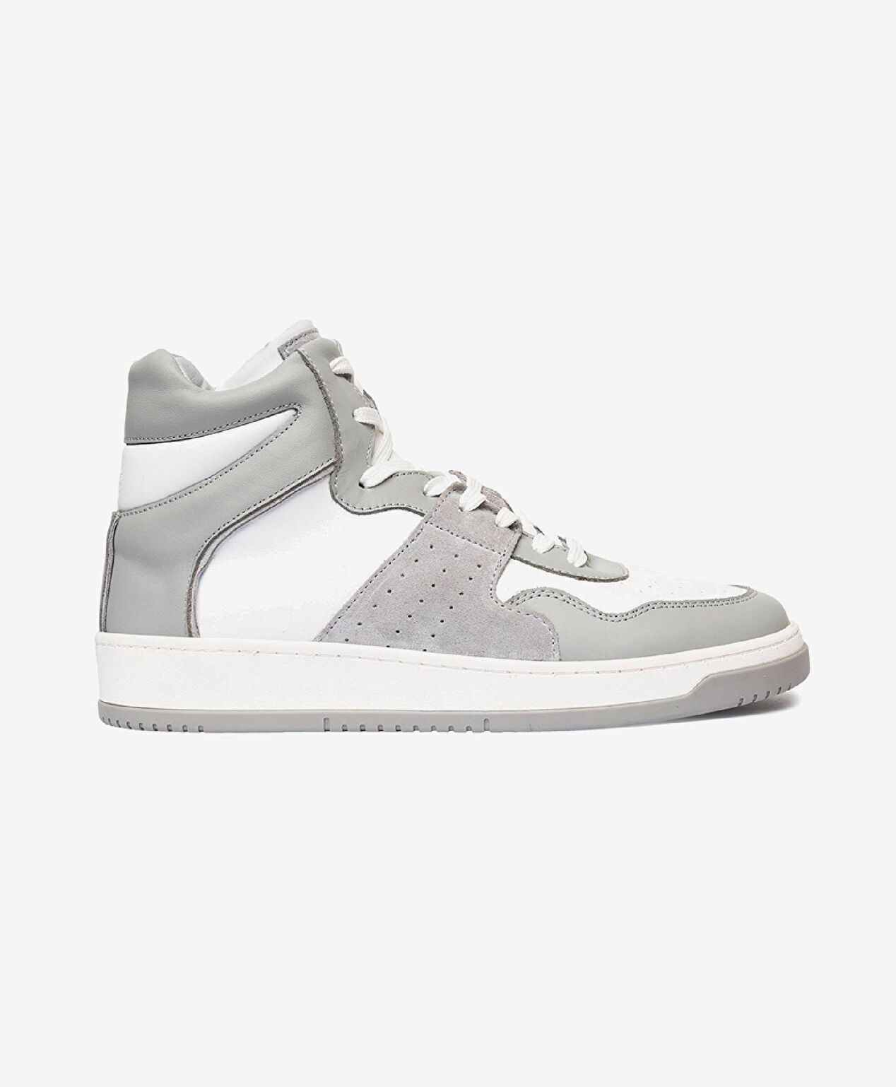 Erkek Gri Beyaz Hakiki Deri Termo Taban Sneaker Bot - 2