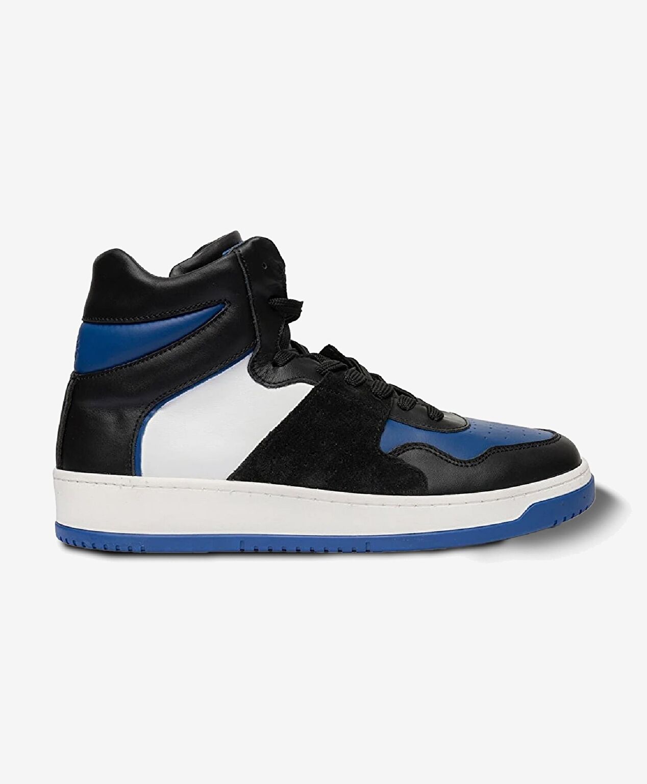 Erkek Siyah Mavi Beyaz Hakiki Deri Sneaker Bot - 1