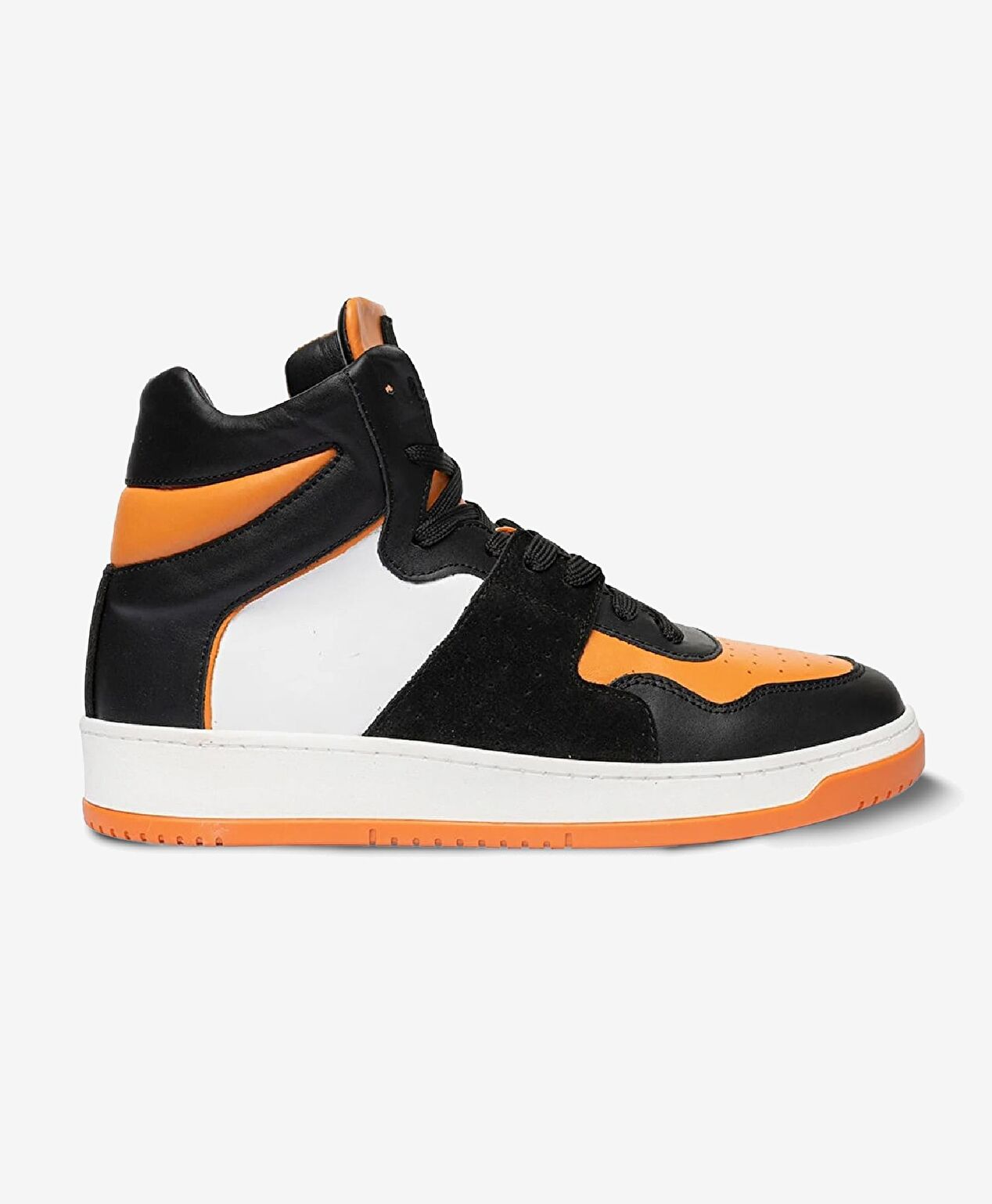 Erkek Siyah Turuncu Beyaz Hakiki Deri Sneaker Bot - 1