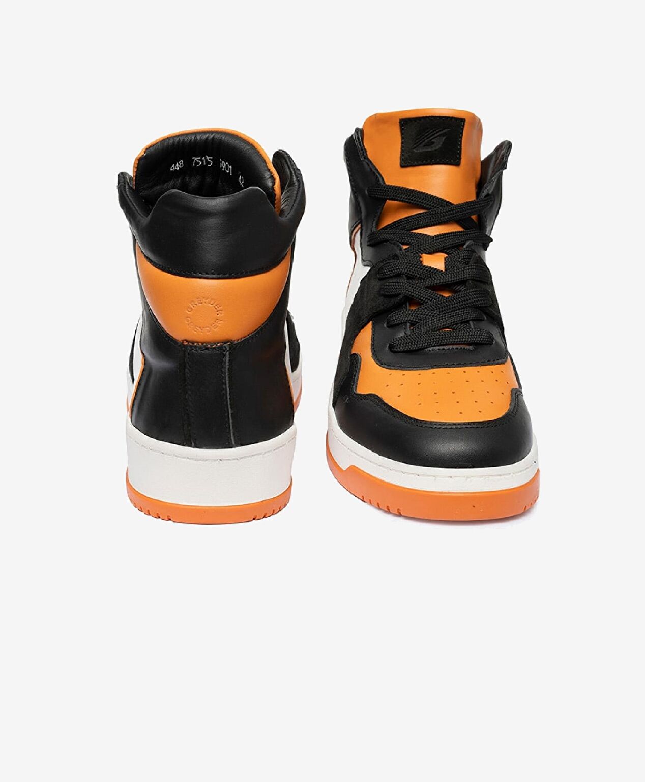 Erkek Siyah Turuncu Beyaz Hakiki Deri Sneaker Bot - 6