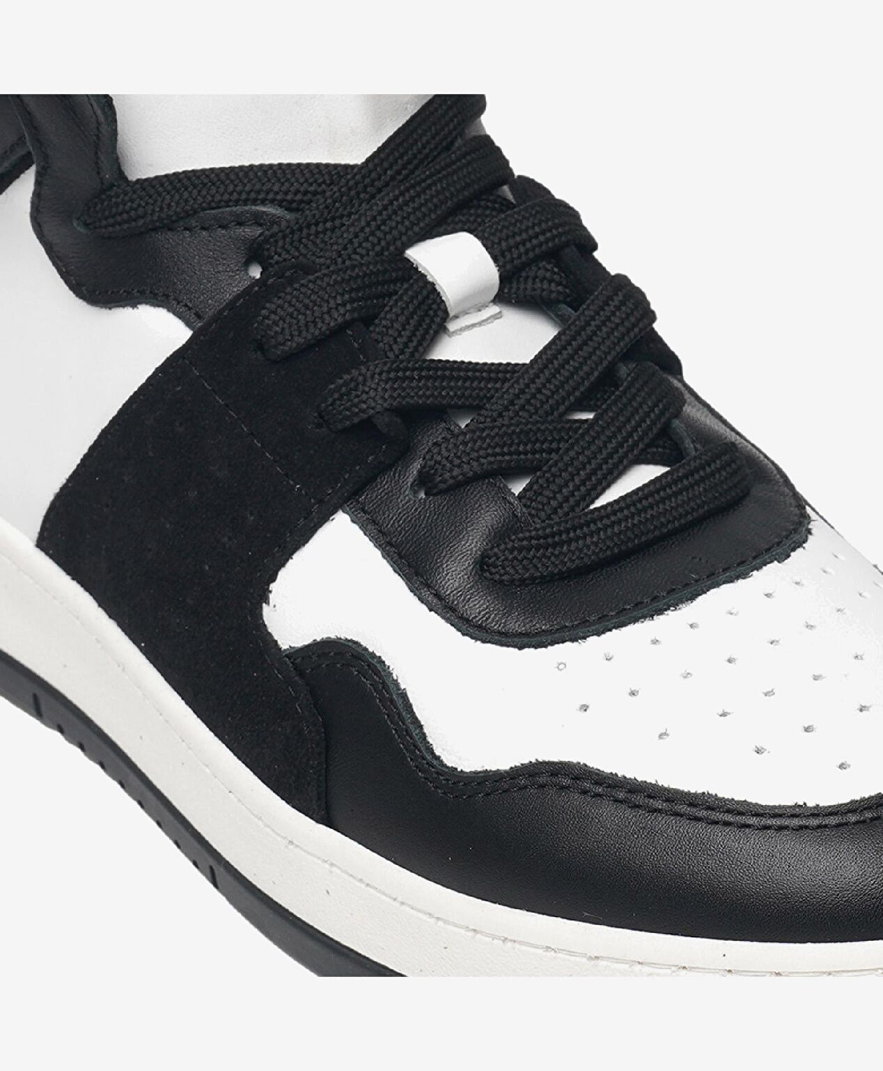 Erkek Siyah Beyaz Hakiki Deri Sneaker Bot - 4