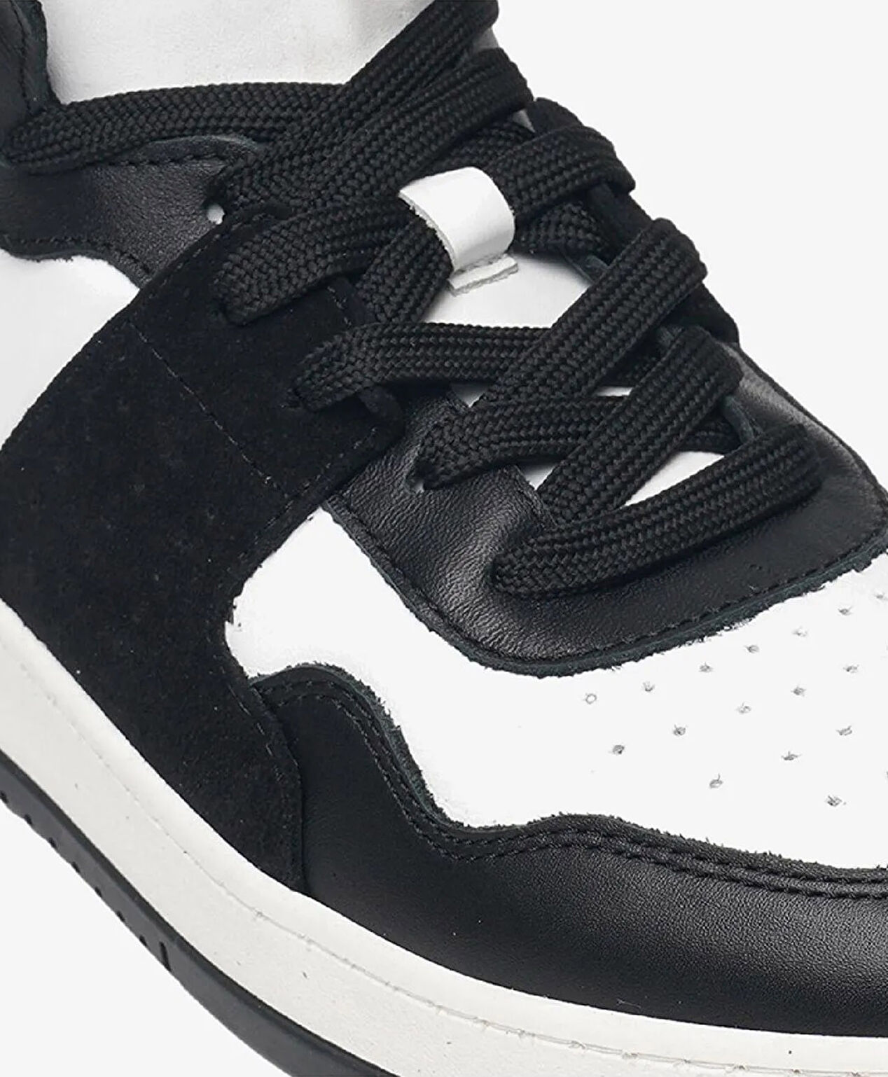 Erkek Siyah Beyaz Hakiki Deri Sneaker Bot - 4