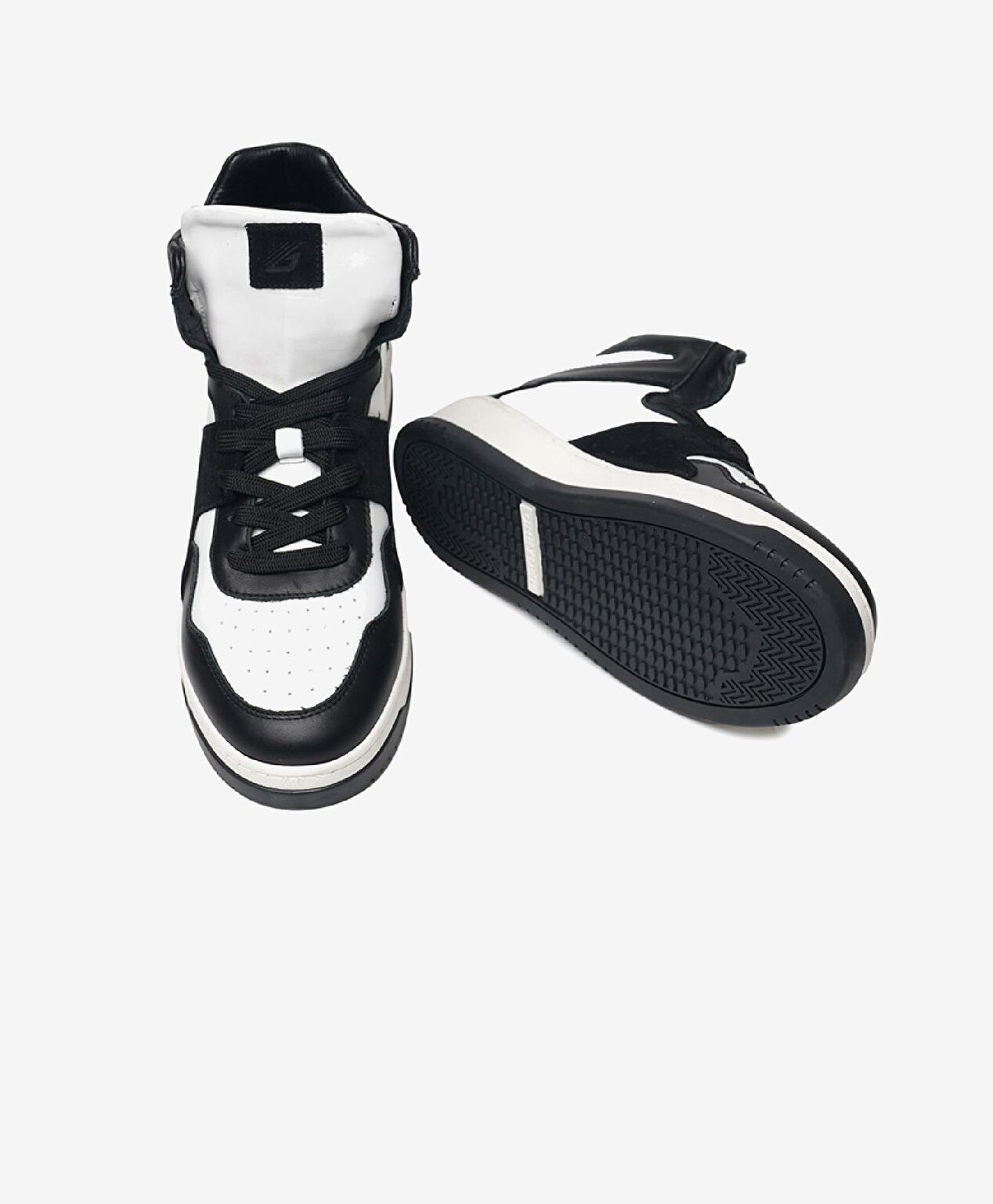 Erkek Siyah Beyaz Hakiki Deri Sneaker Bot - 5