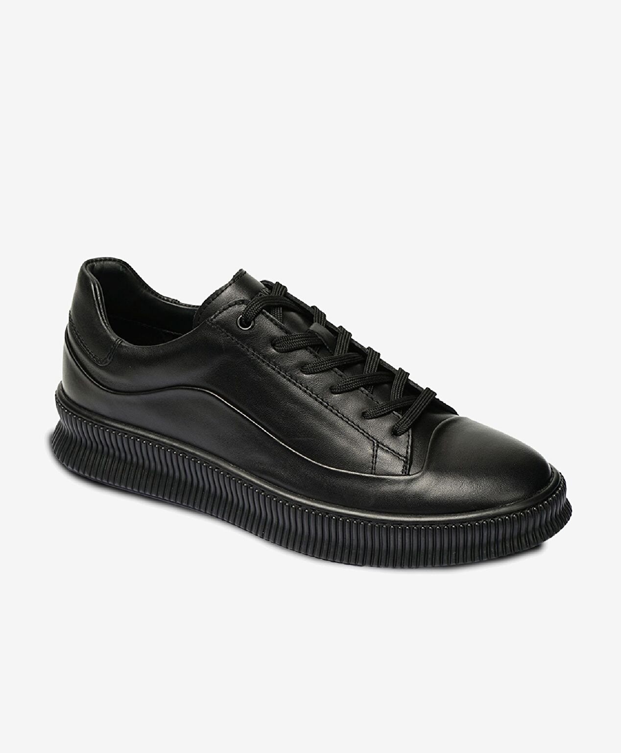 Erkek Siyah Hakiki Deri Sneaker Ayakkabı - 2