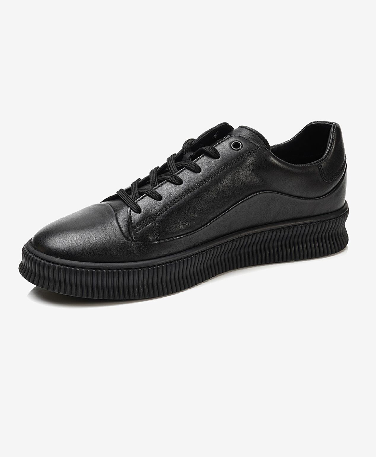 Erkek Siyah Hakiki Deri Sneaker Ayakkabı - 3
