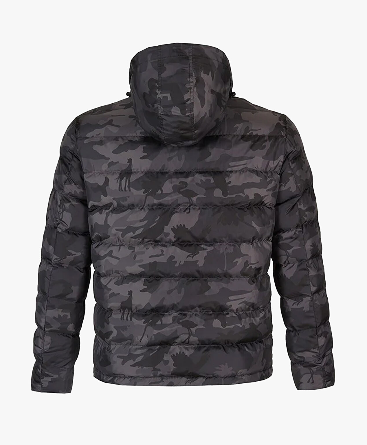 Erkek Siyah Füme Kaz Tüyü Su İtici Kamuflaj Mont - 2