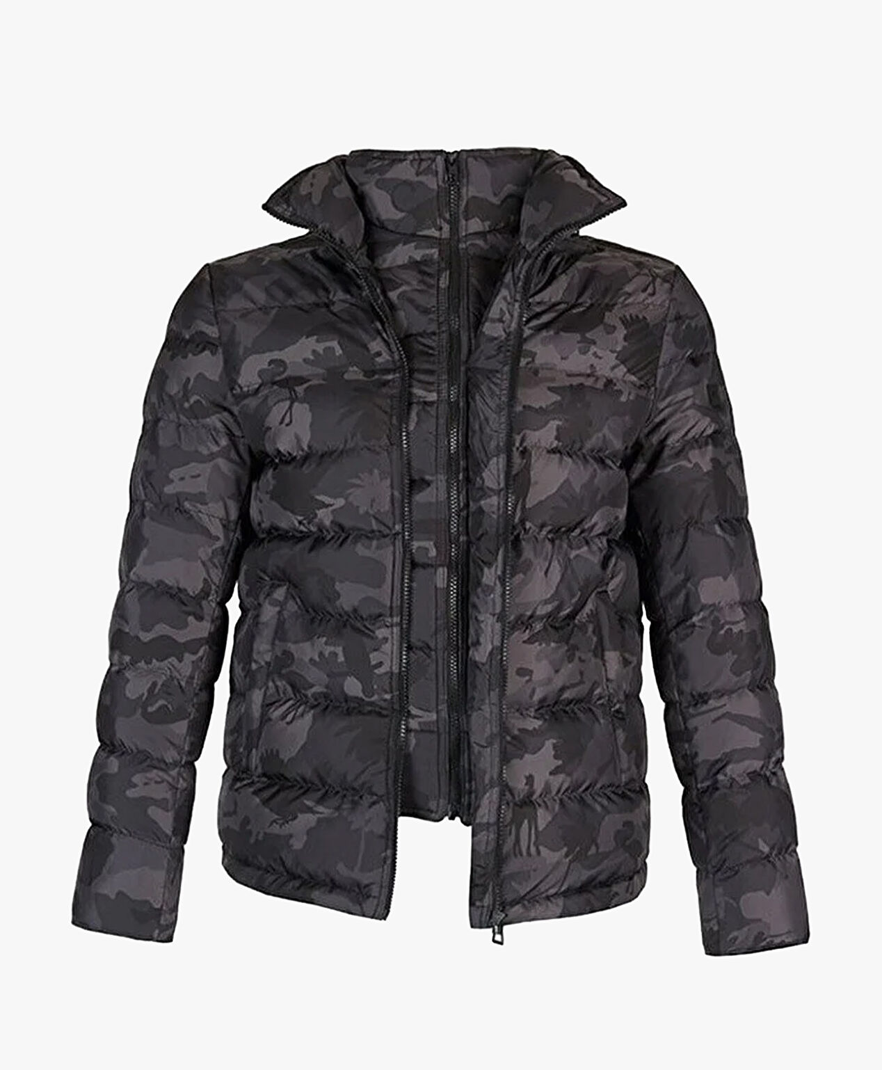 Erkek Siyah Füme Kaz Tüyü Su İtici Kamuflaj Mont - 4