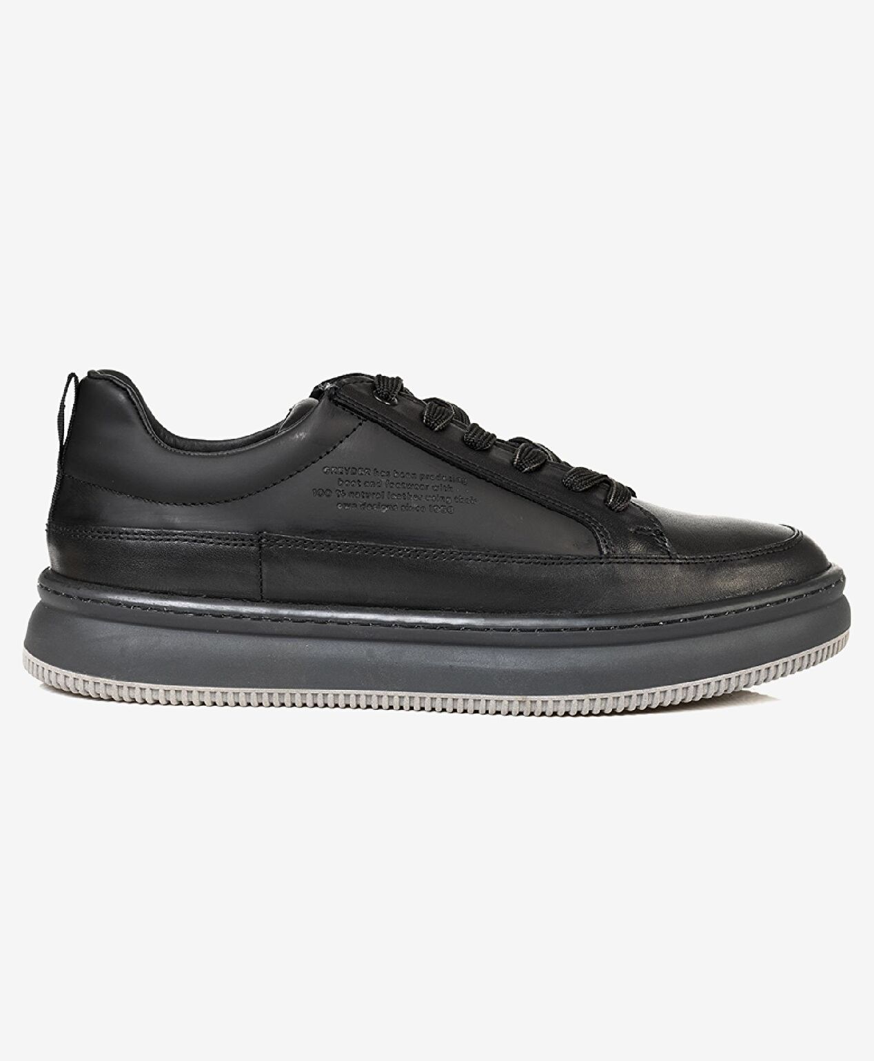 Erkek Siyah Hakiki Deri Sneaker Ayakkabı - 1