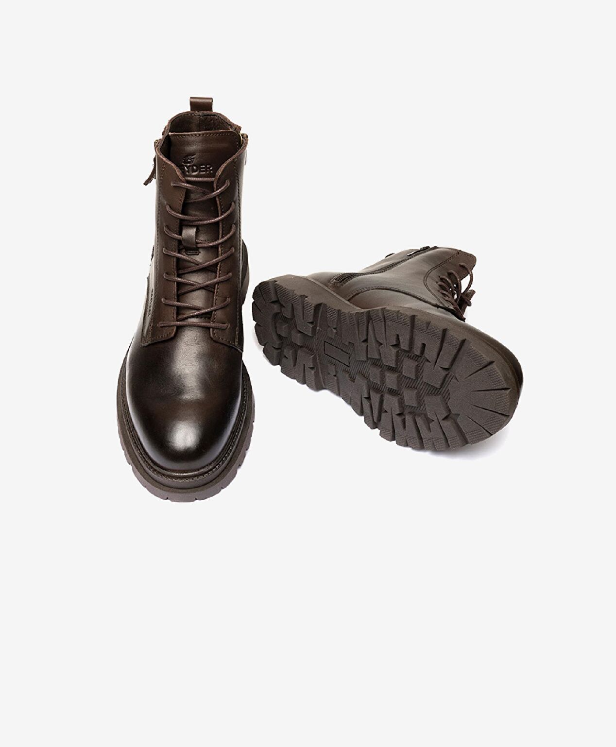 Erkek kahverengi Hakiki Deri Military Bot - 5