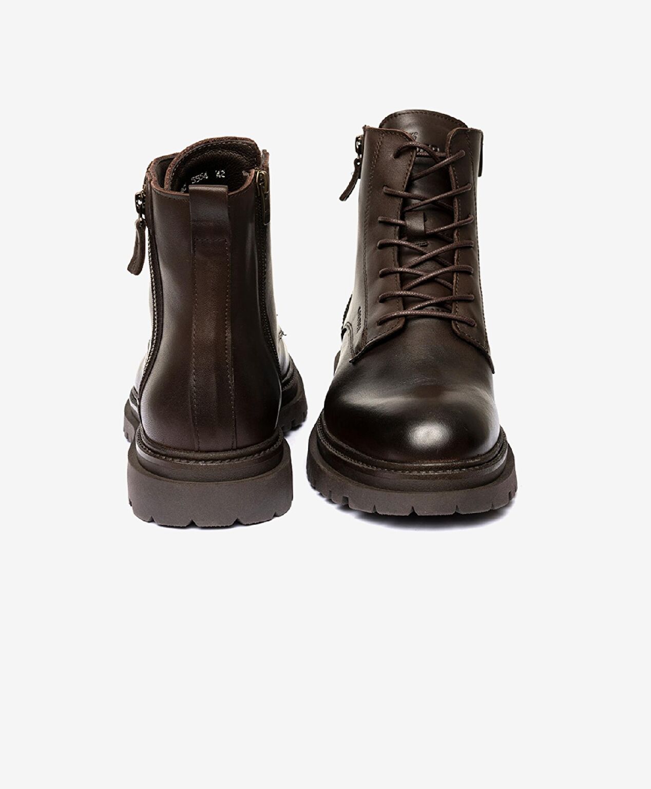 Erkek kahverengi Hakiki Deri Military Bot - 6