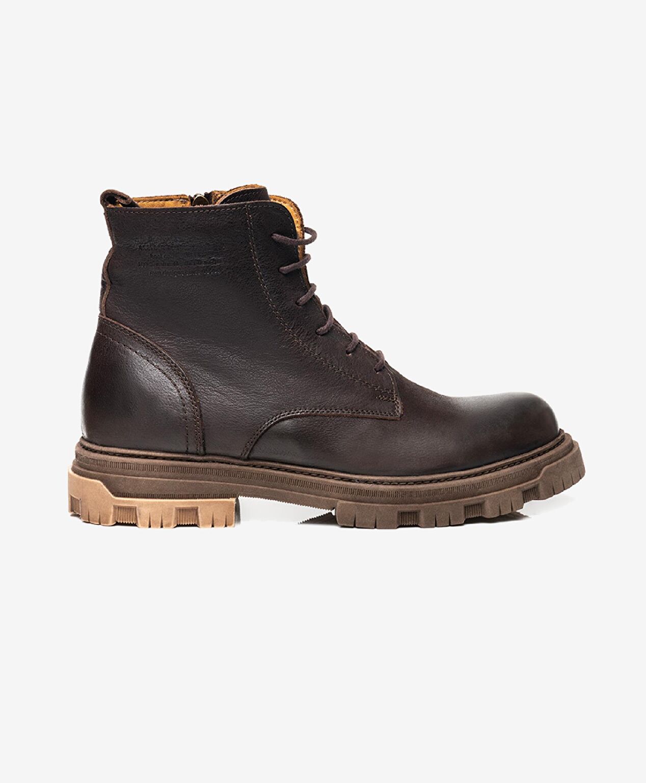 Erkek kahverengi Hakiki Deri Military Bot - 1