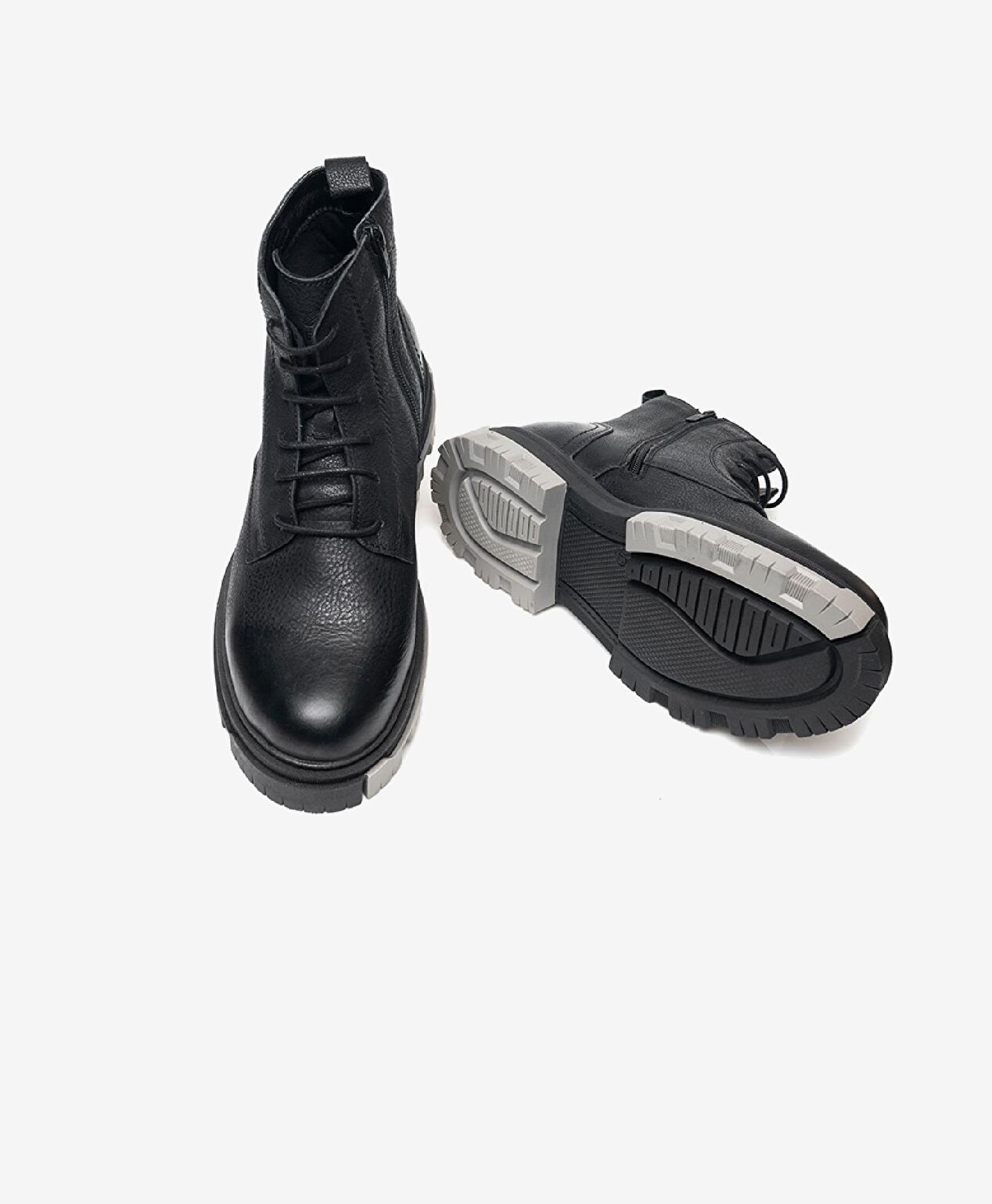 Erkek Siyah Hakiki Deri Military Bot - 6