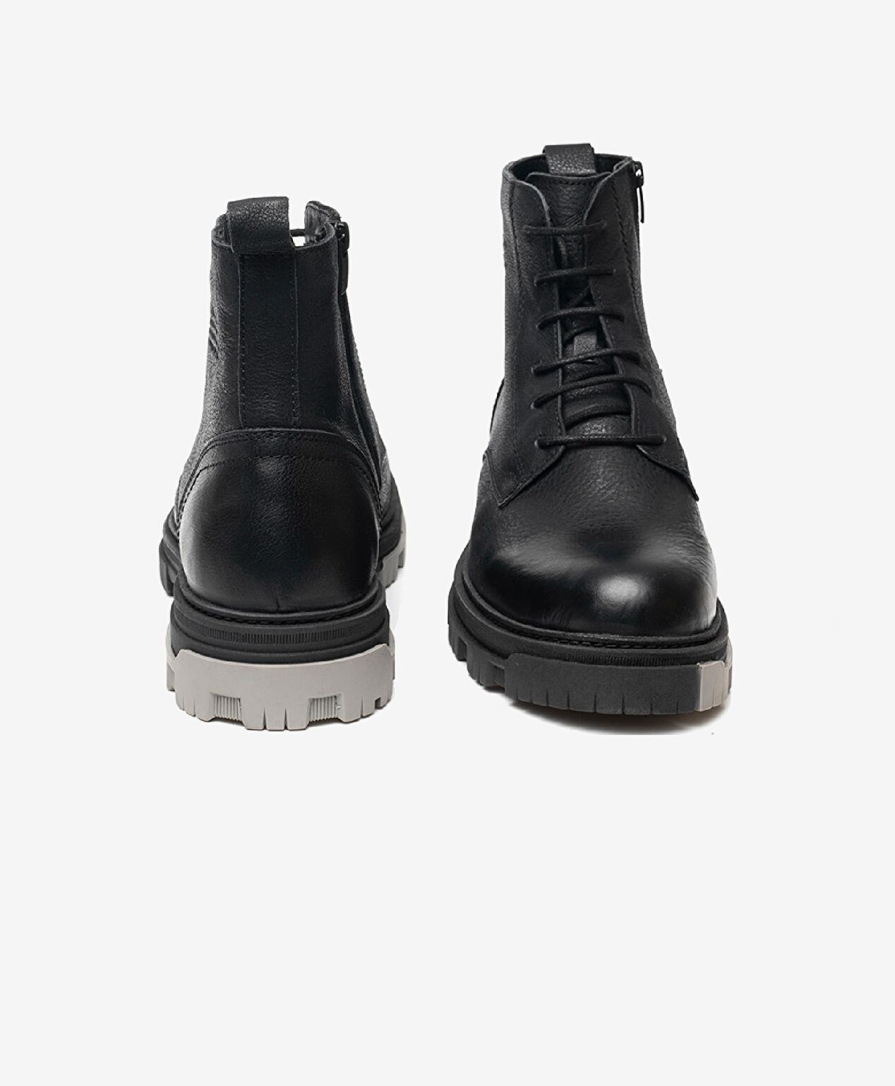 Erkek Siyah Hakiki Deri Military Bot - 7