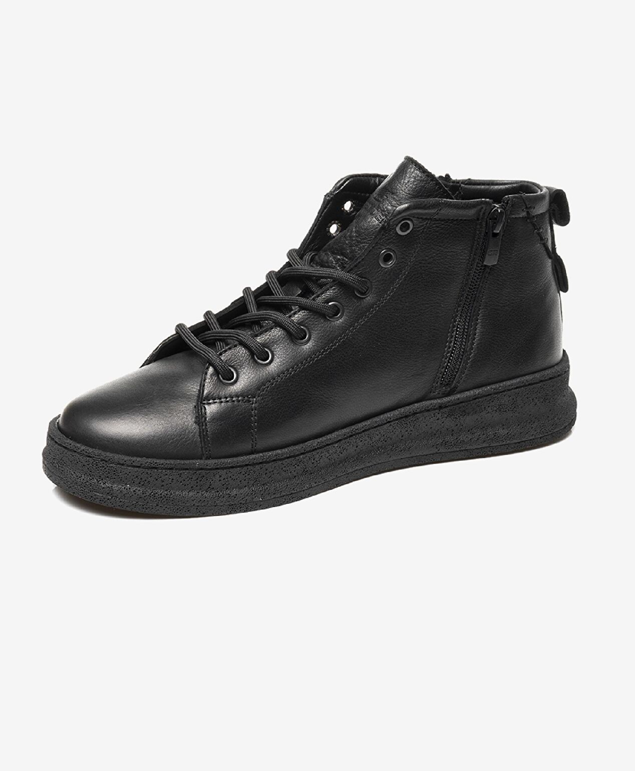 Erkek Siyah Hakiki Deri Sneaker Bot - 2