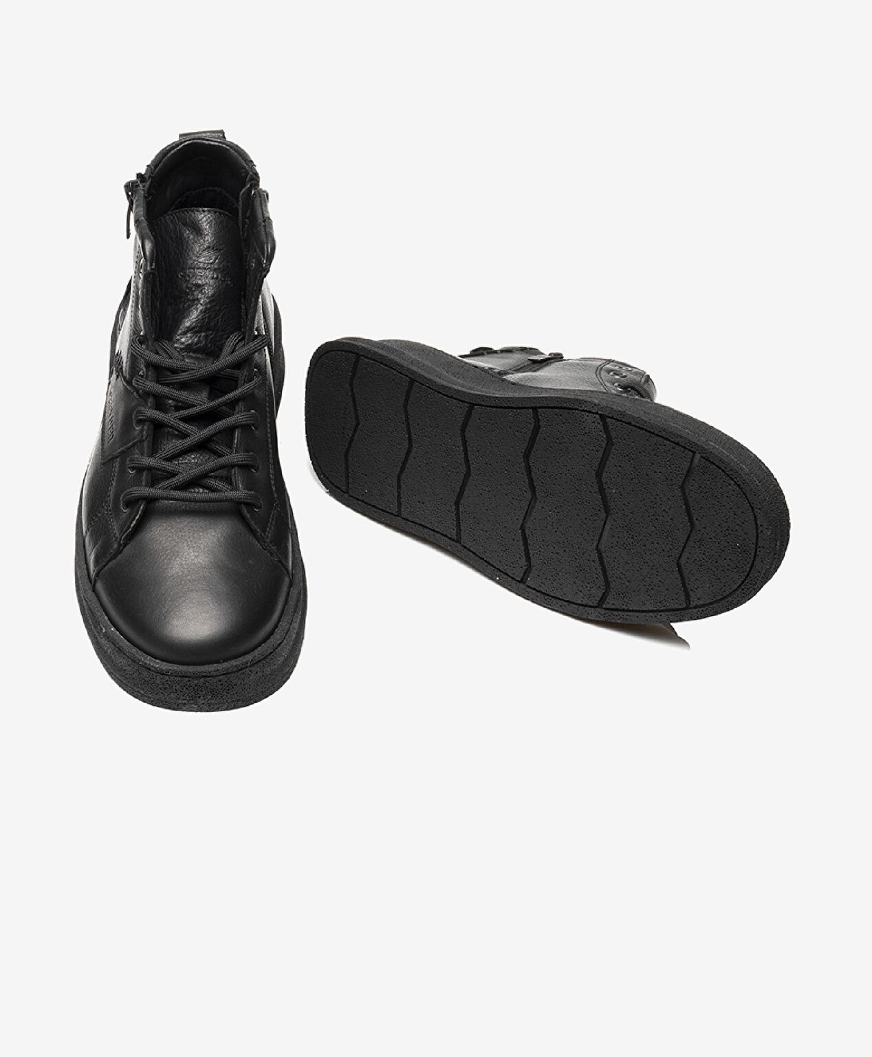 Erkek Siyah Hakiki Deri Sneaker Bot - 5