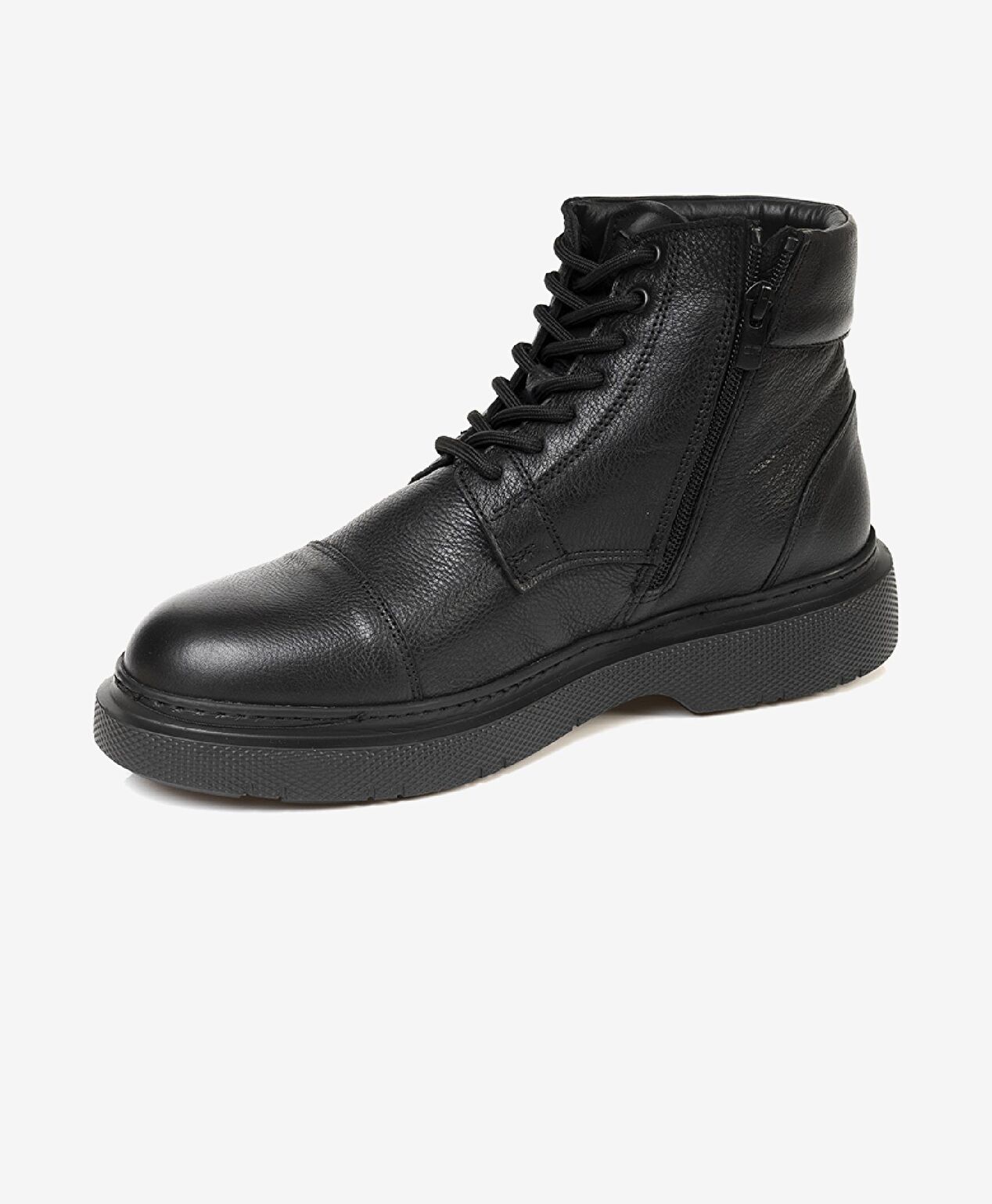 Erkek Siyah Hakiki Deri Casual Bot - 2