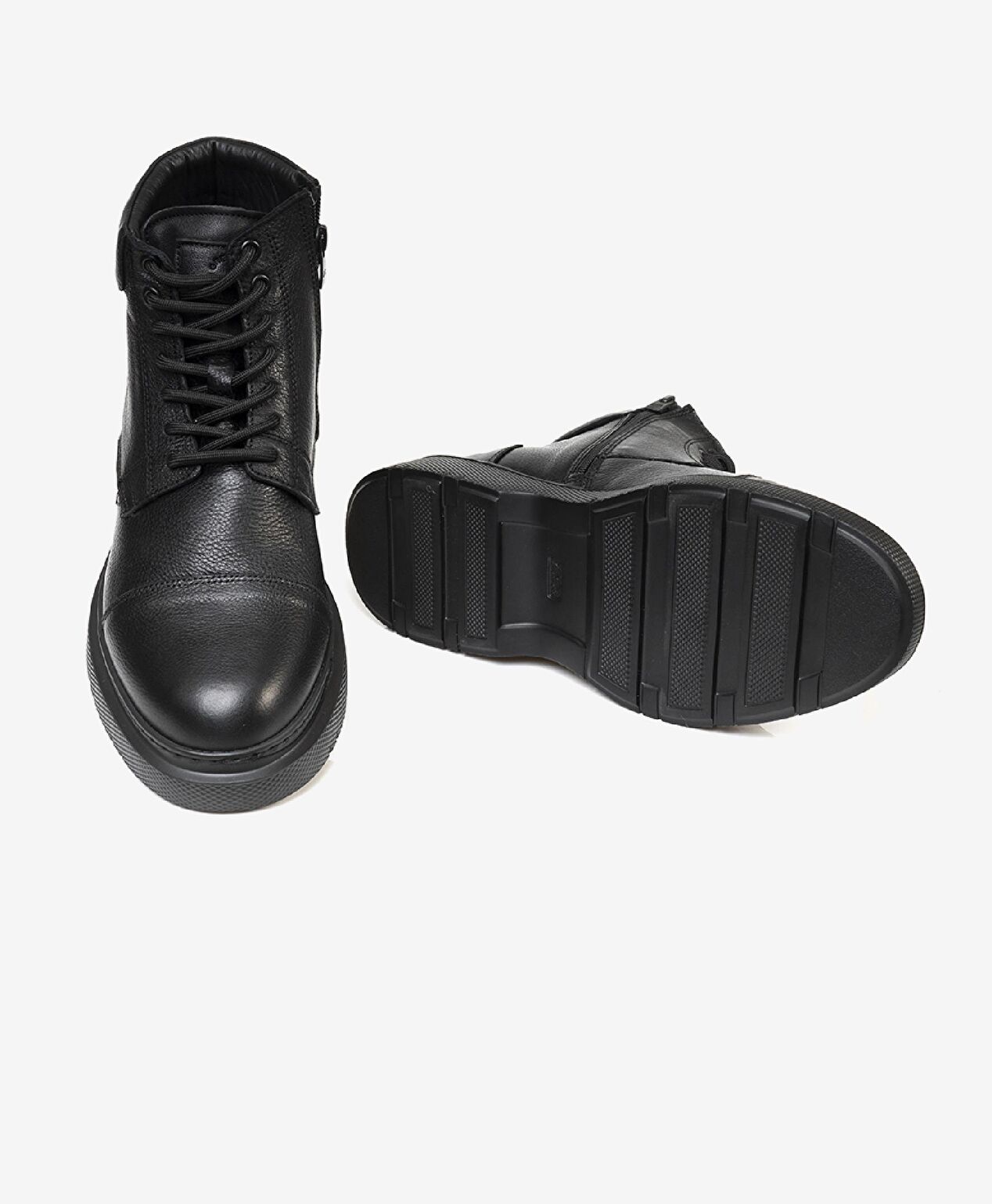 Erkek Siyah Hakiki Deri Casual Bot - 5