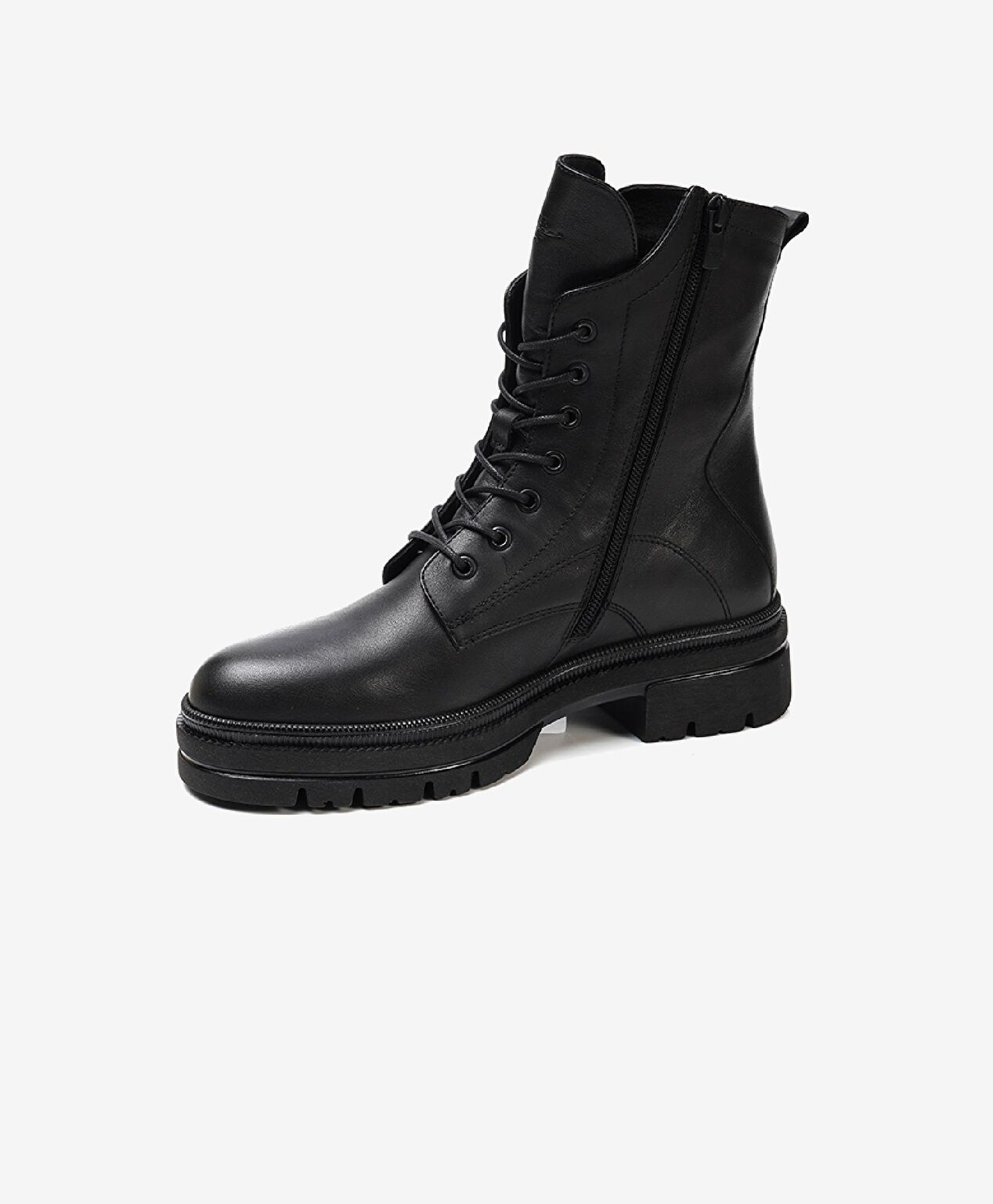 Kadın Siyah Hakiki Deri Military Bot - 3