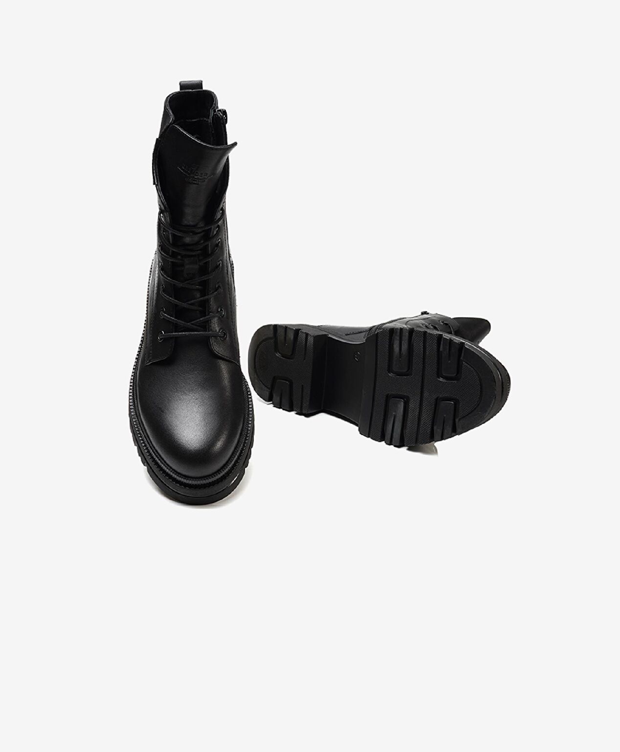 Kadın Siyah Hakiki Deri Military Bot - 6