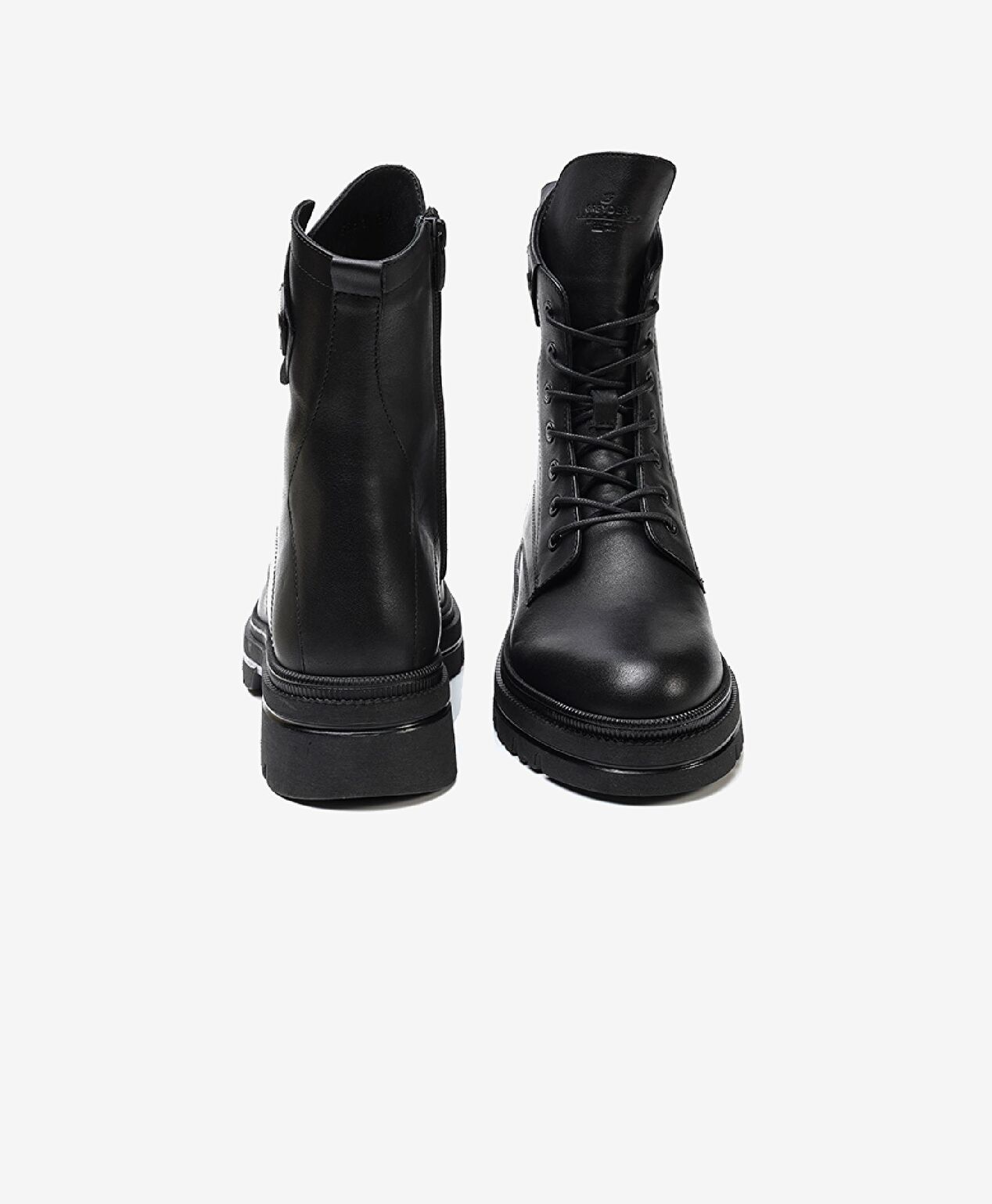 Kadın Siyah Hakiki Deri Military Bot - 7