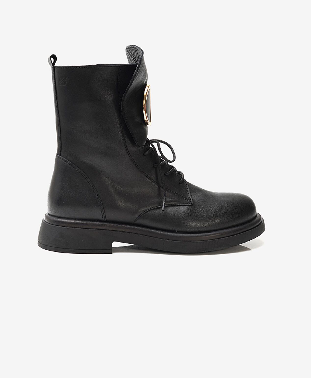 Kadın Siyah Hakiki Deri Military Bot - 1