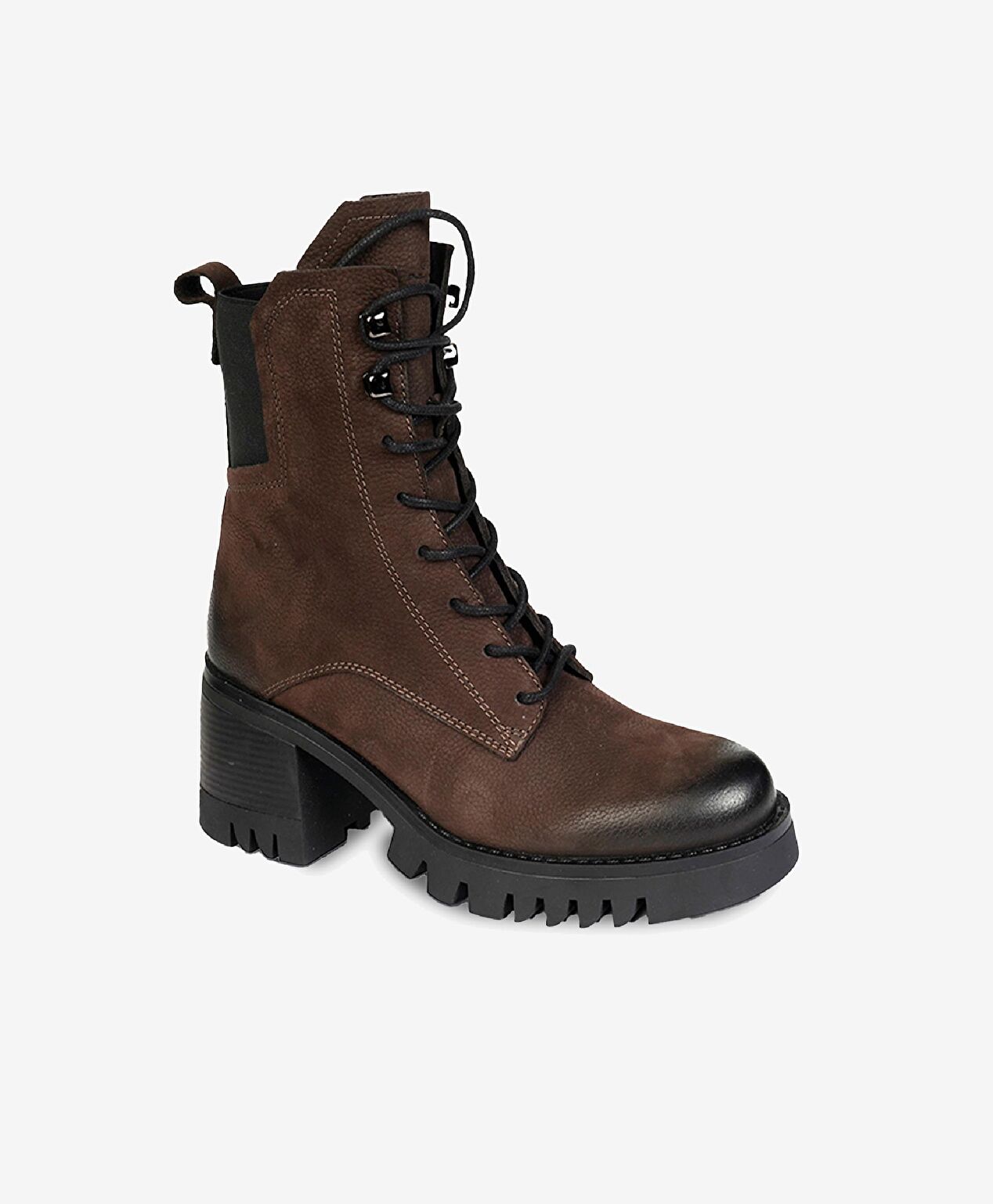 Kadın Kahverengi Hakiki Deri Military Bot - 2