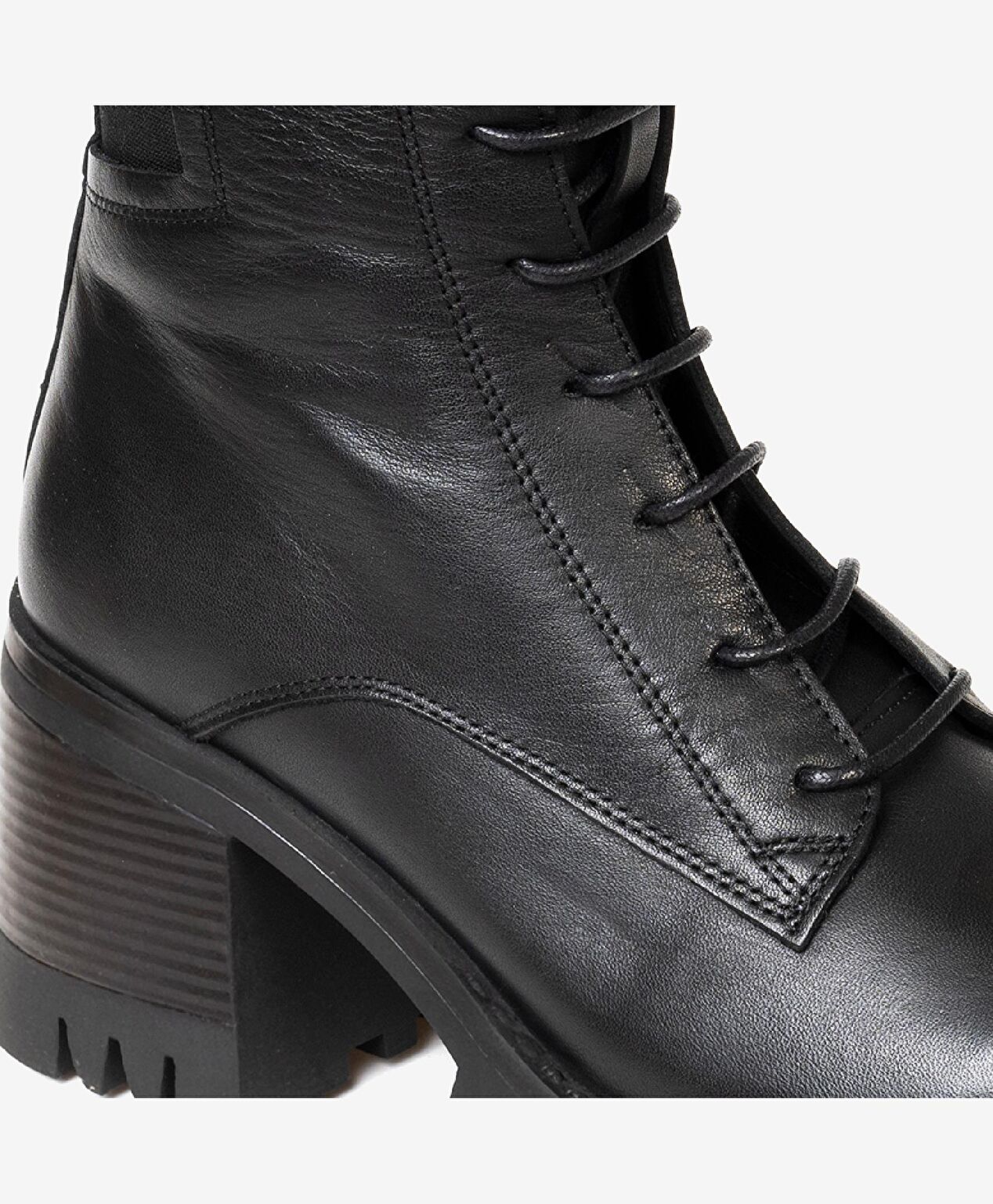 Kadın Siyah Hakiki Deri Military Bot - 5