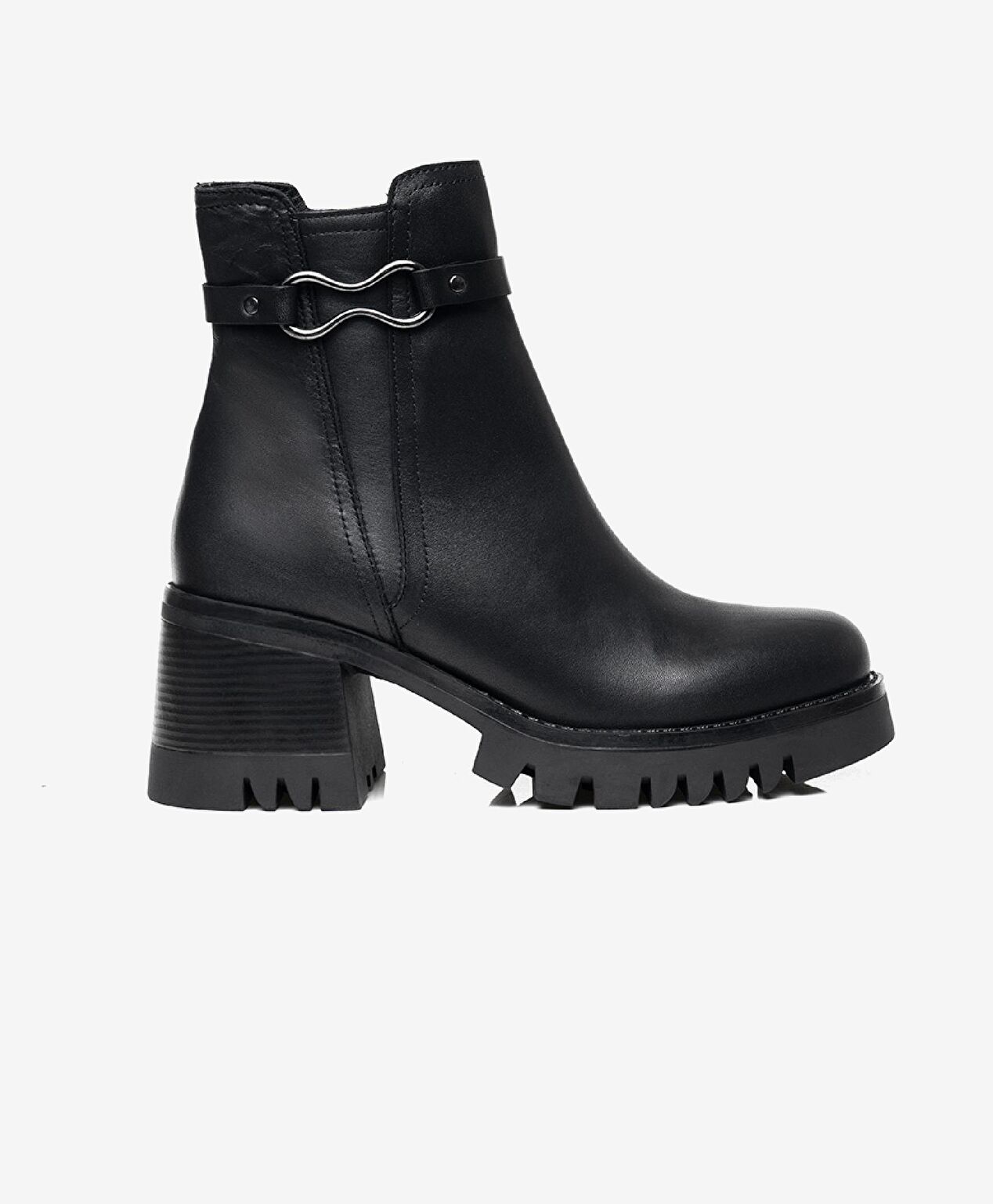 Kadın Siyah Hakiki Deri Topuklu Bot - 1