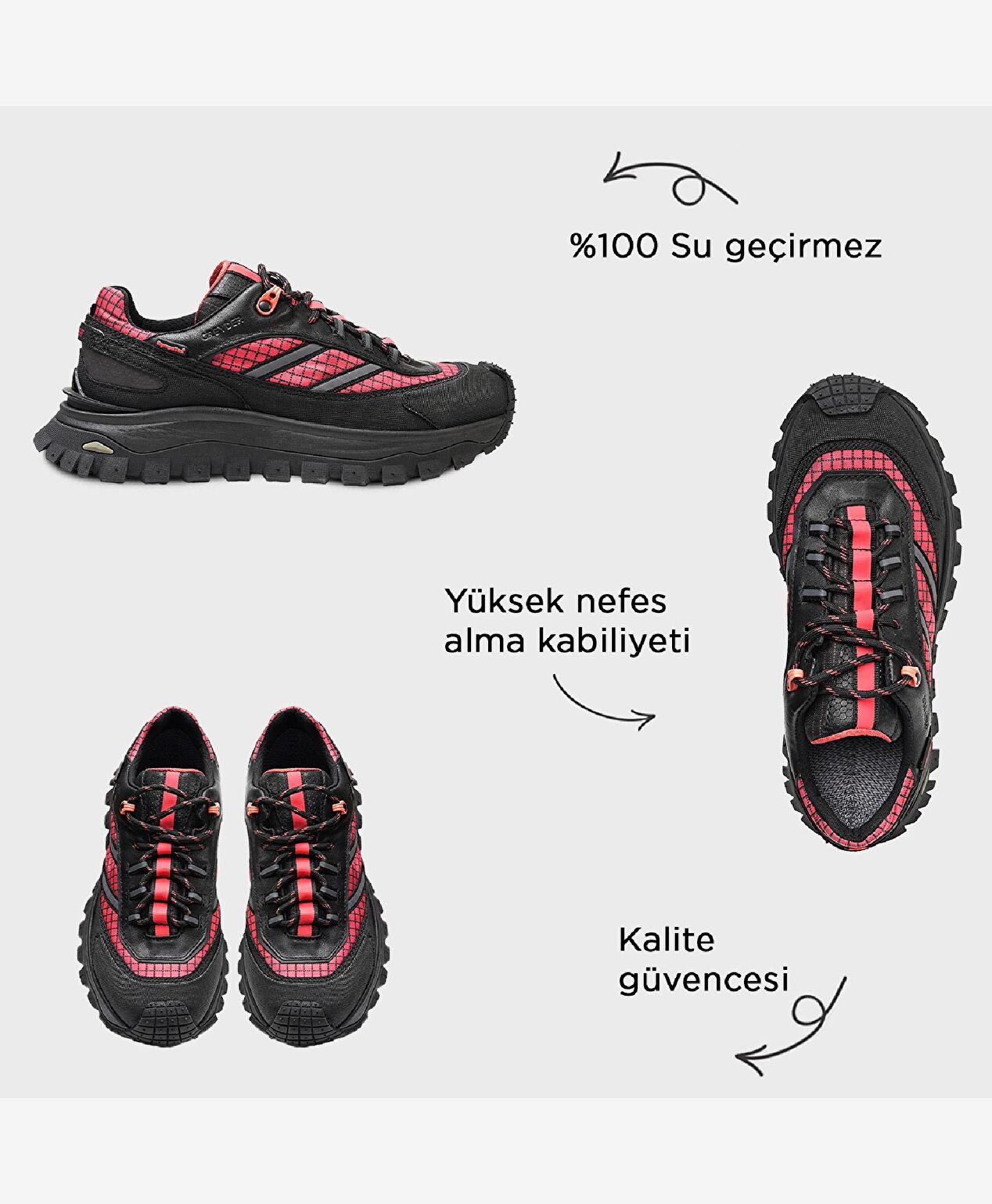 Siyah Pembe Su Geçirmez Ayakkabı - 2