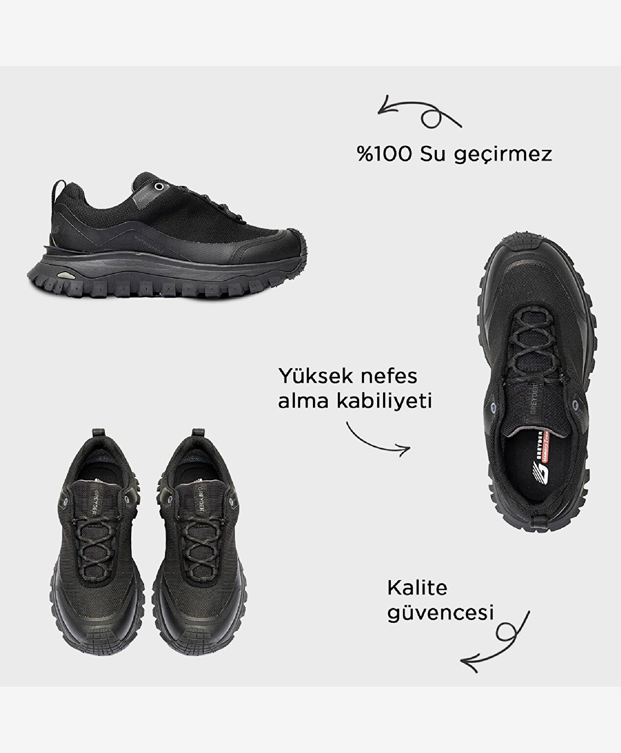 Siyah Su Geçirmez Outdoor Ayakkabı - 2