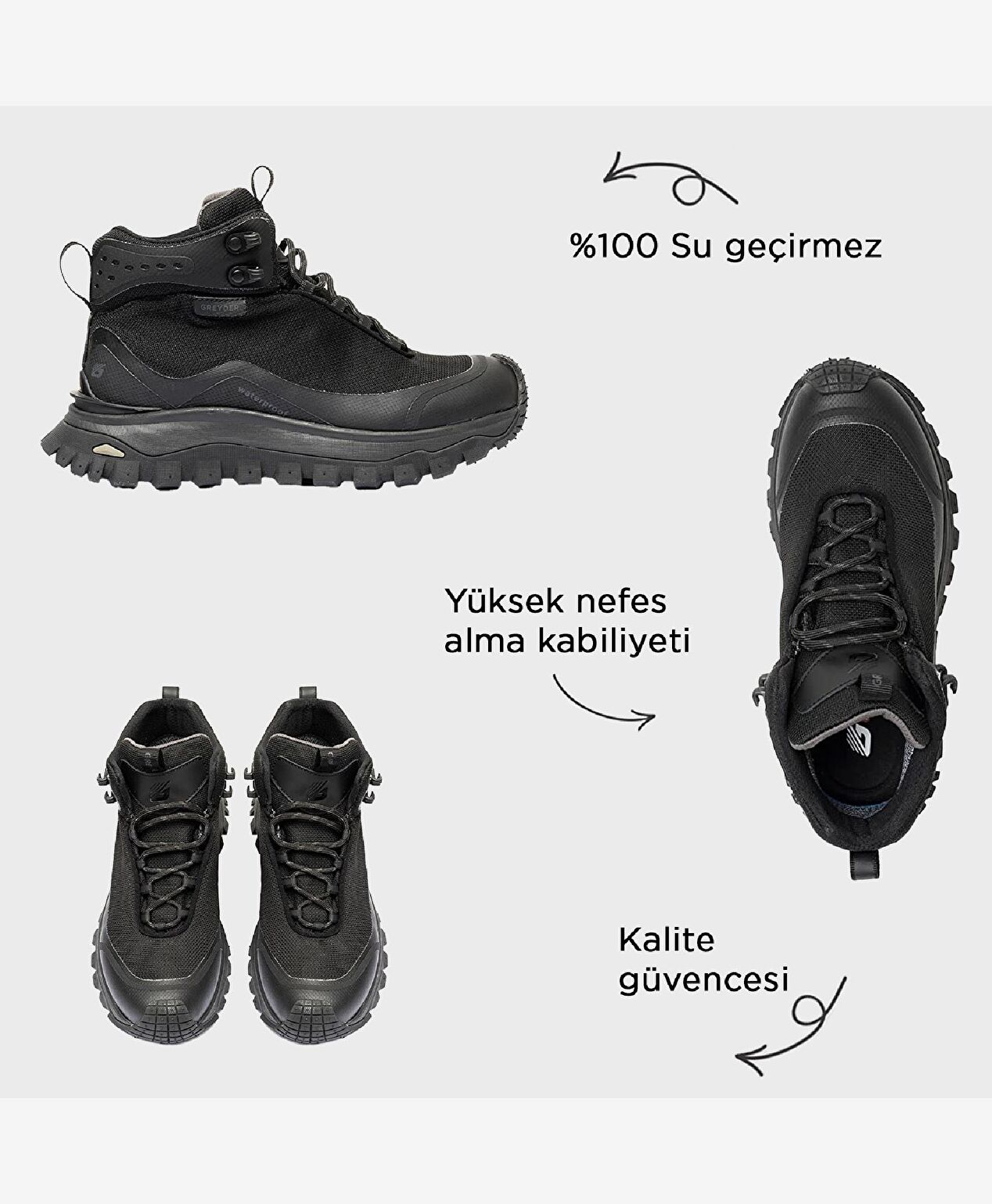 Kadın Siyah Su Geçirmez Outdoor Bot - 2
