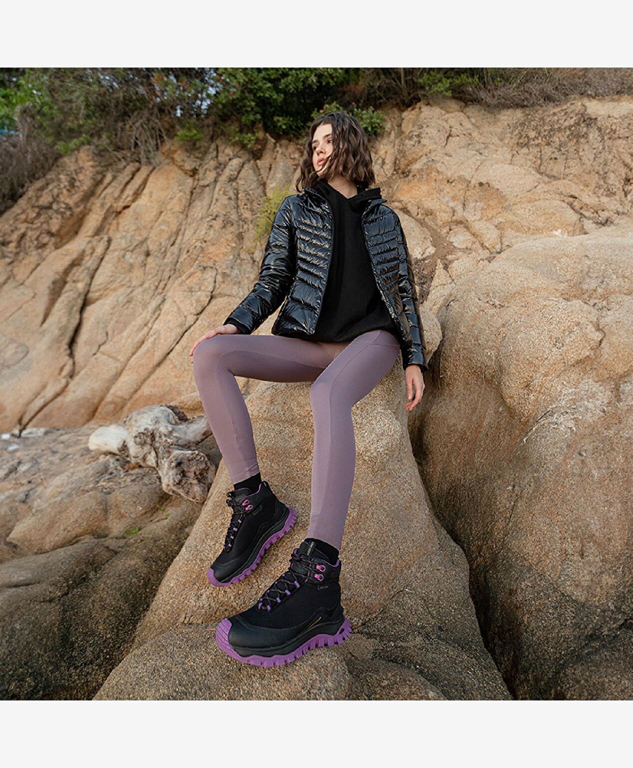 Kadın Siyah Mor Su Geçirmez Outdoor Bot - 3