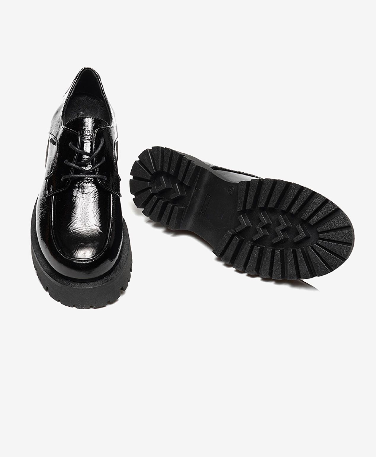 Kadın Siyah Kırışık Rugan Hakiki Deri Oxford Ayakkabı - 5
