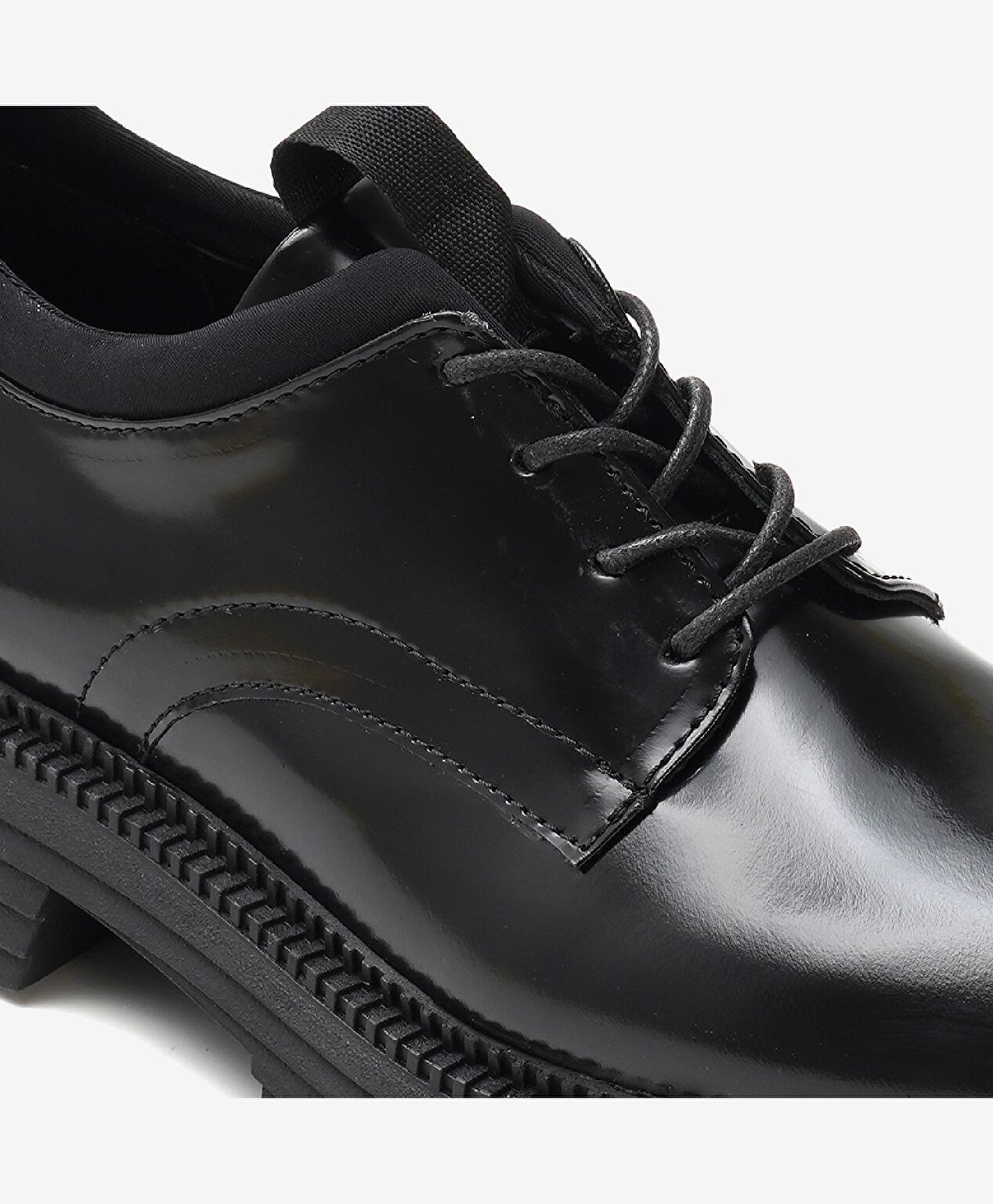 Kadın Parlak Siyah Hakiki Deri Oxford Ayakkabı - 5