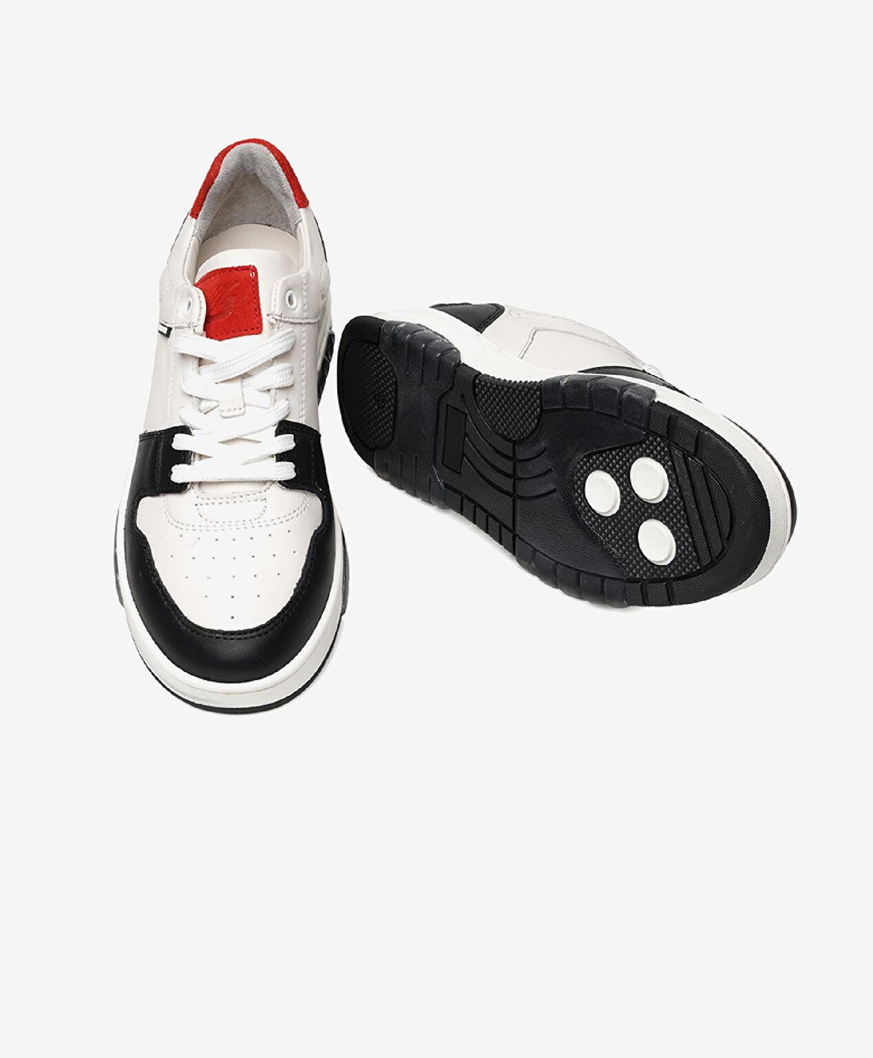 Kadın Beyaz Siyah Hakiki Deri Sneaker Ayakkabı - 5