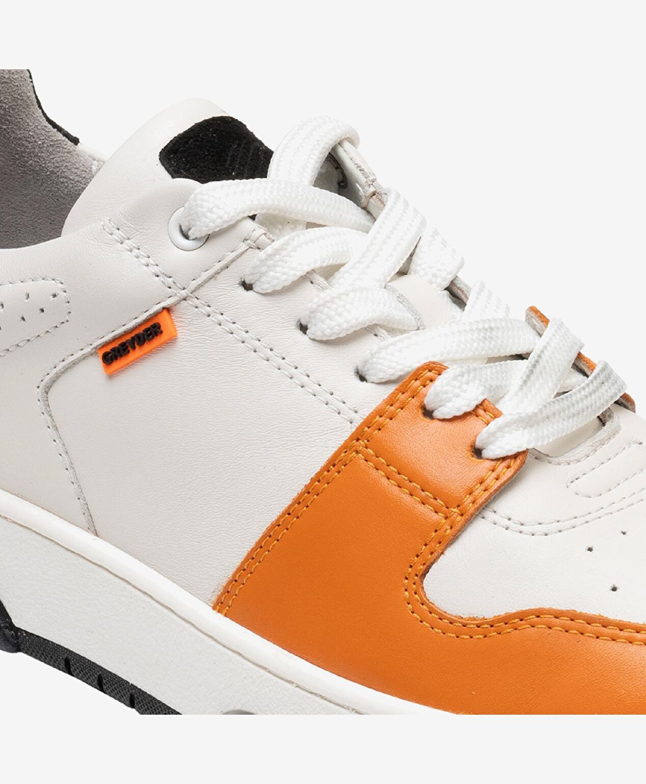 Kadın Beyaz Turuncu Hakiki Deri Sneaker Ayakkabı - 5