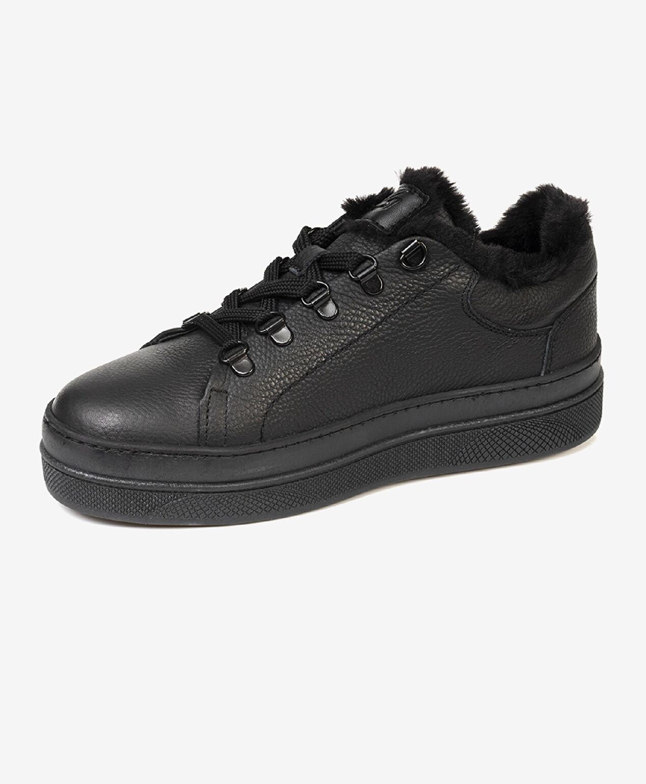 Kadın Siyah Hakiki Deri Sneaker Ayakkabı - 2