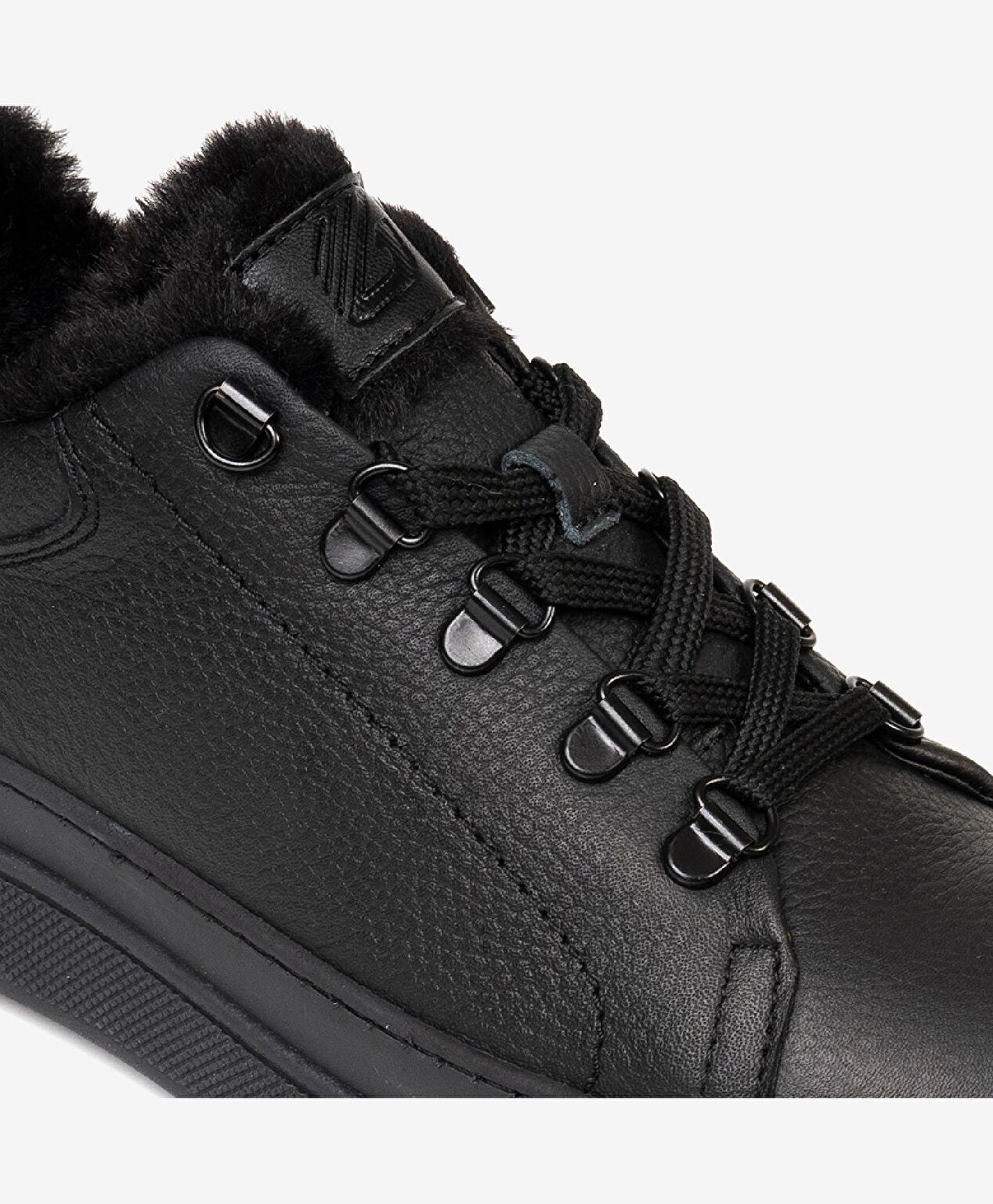 Kadın Siyah Hakiki Deri Sneaker Ayakkabı - 4