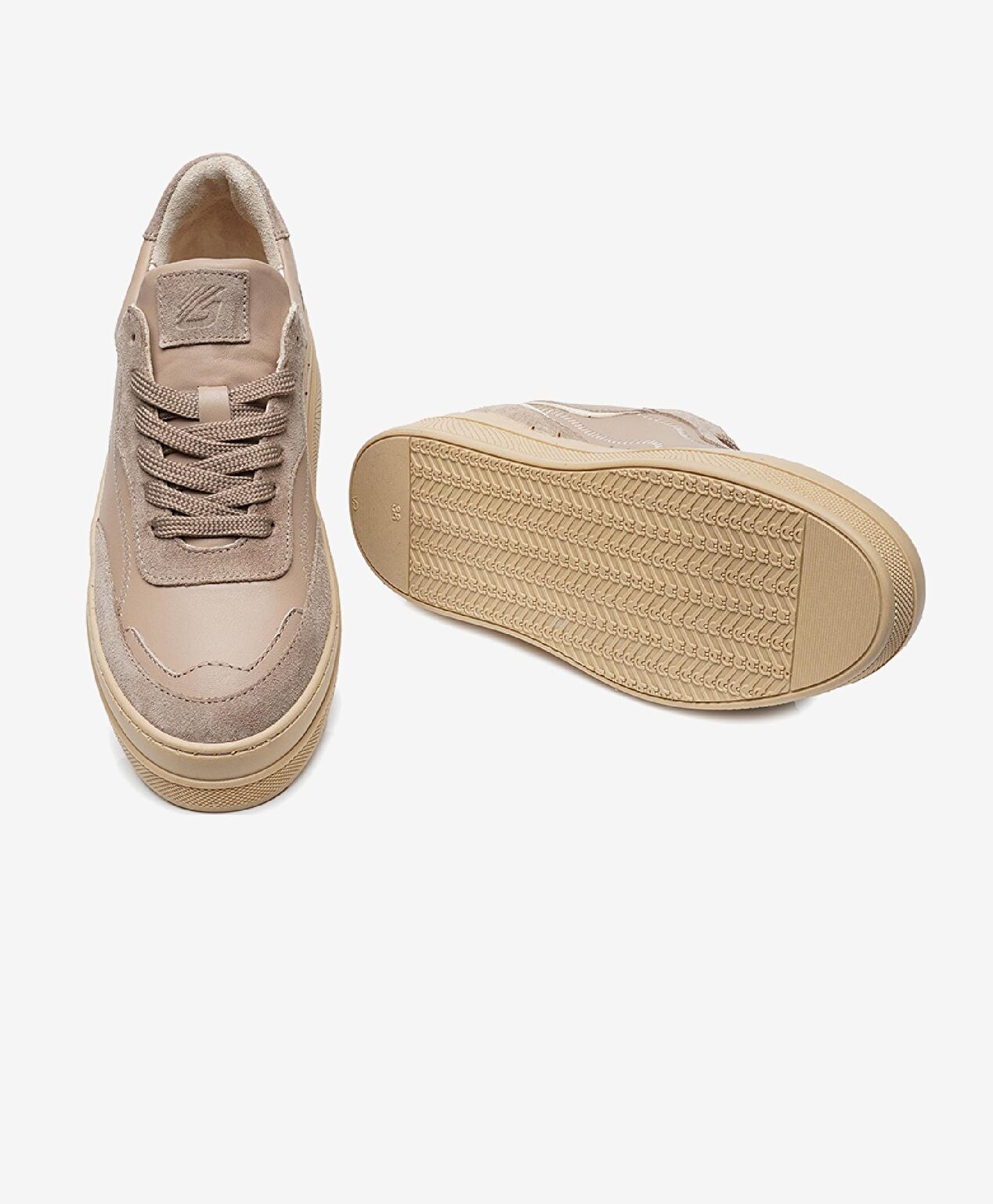 Kadın Açık Vizon Hakiki Deri Sneaker Ayakkabı - 6