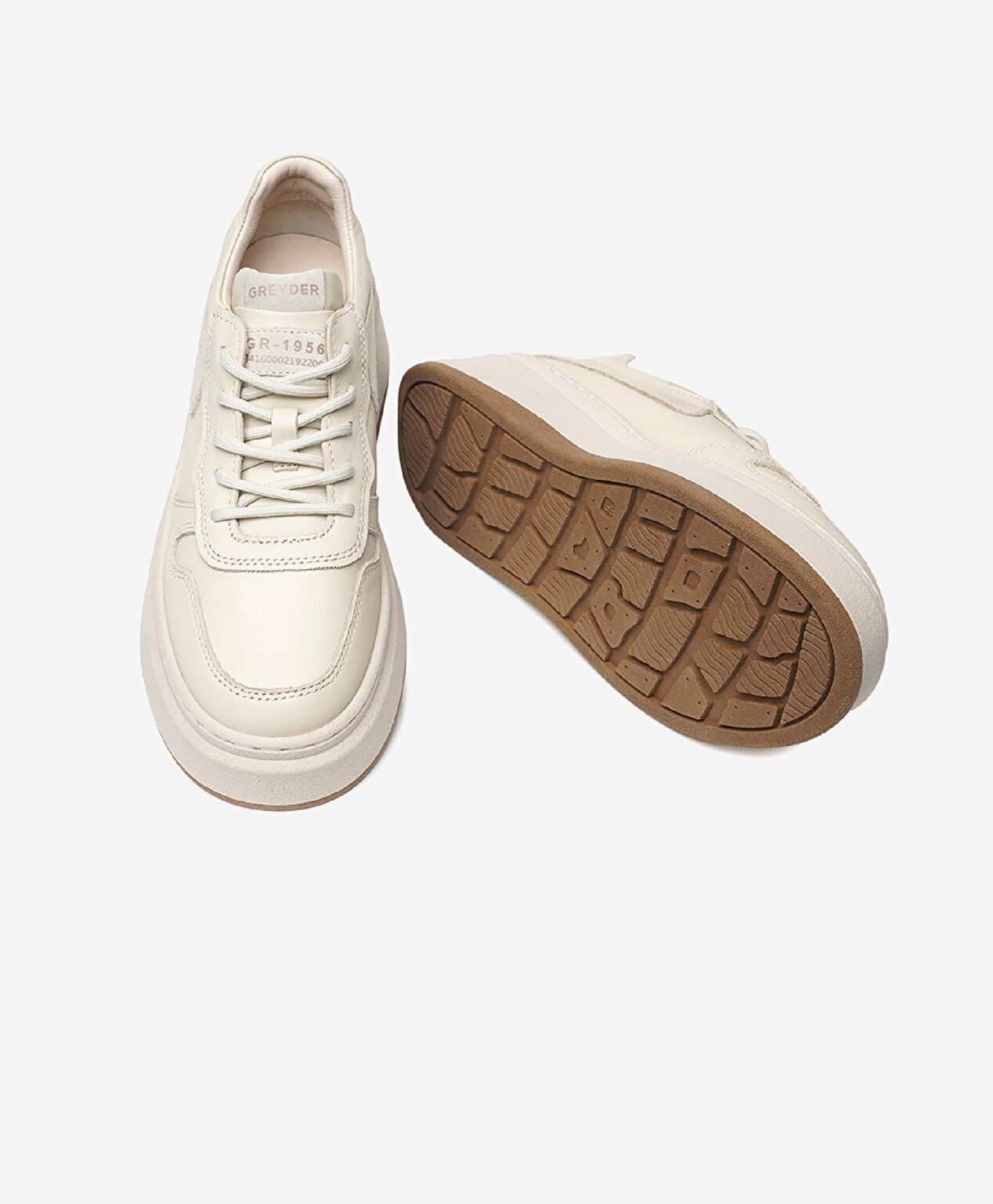 Kadın Ekru Hakiki Deri Sneaker Ayakkabı - 5