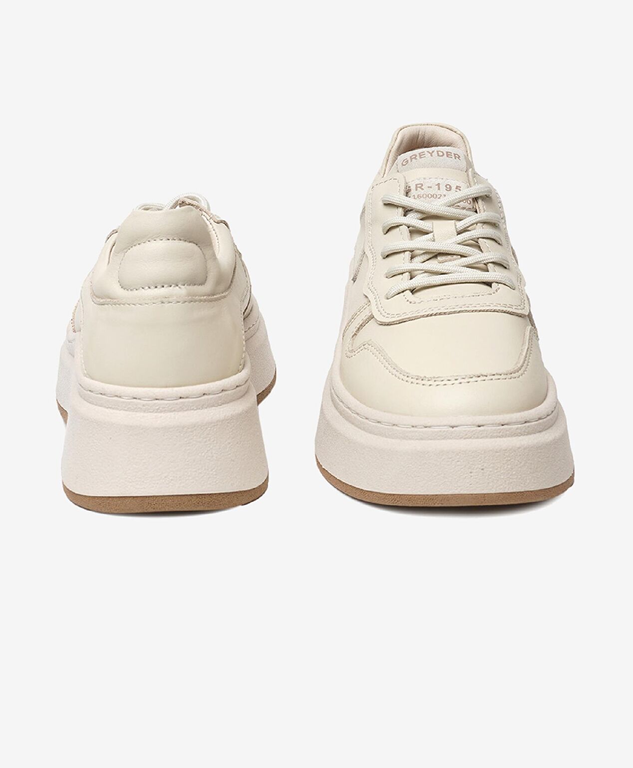 Kadın Ekru Hakiki Deri Sneaker Ayakkabı - 6