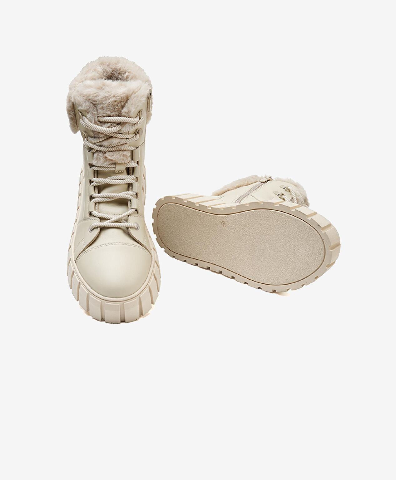 Kadın Ekru Hakiki Deri Sneaker Bot - 6