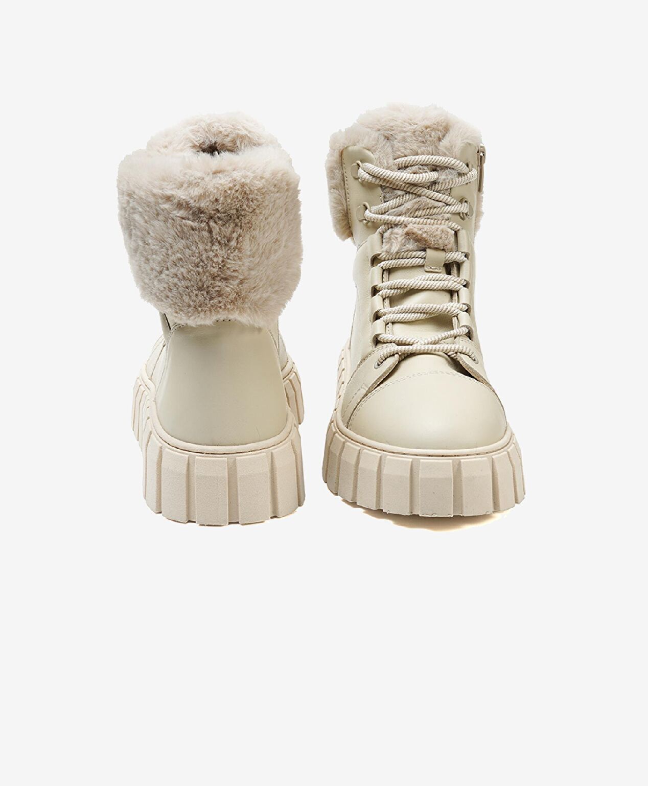 Kadın Ekru Hakiki Deri Sneaker Bot - 7