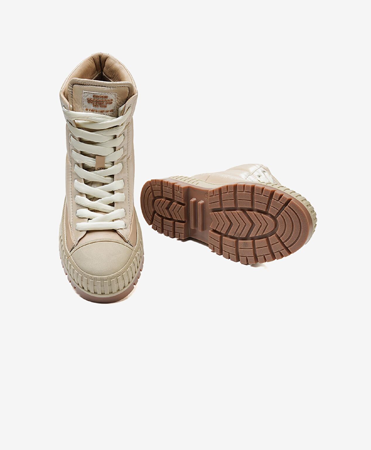 Kadın Ekru Hakiki Deri Sneaker Bot - 7
